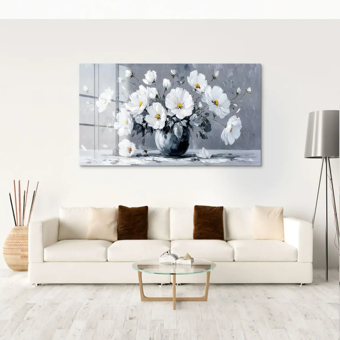 Silver White Blossom Art Acrylglas Bild