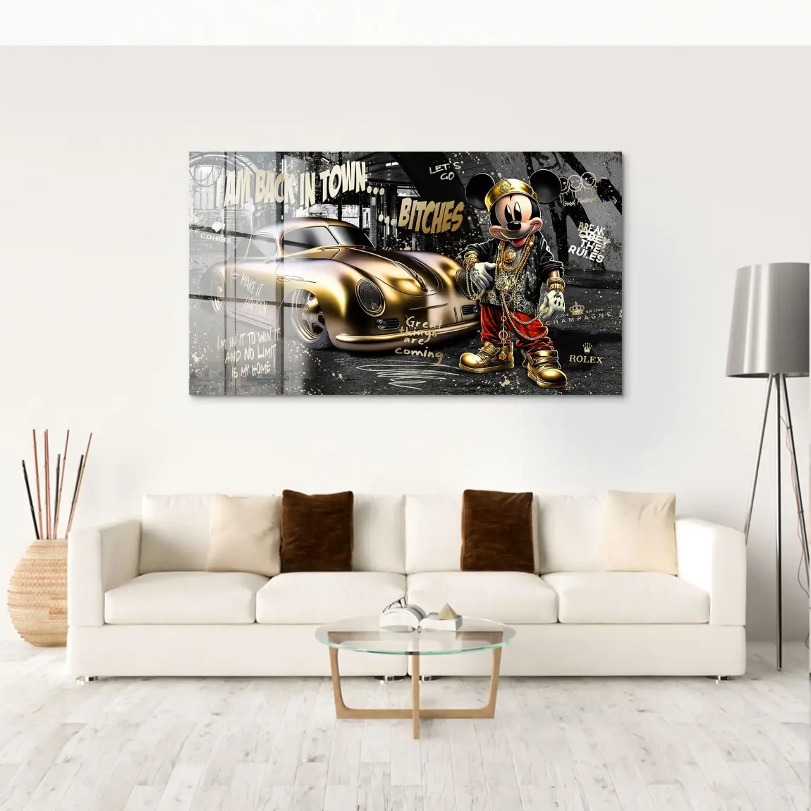 Mickey Gold 356 Porsche Acrylglas Bild