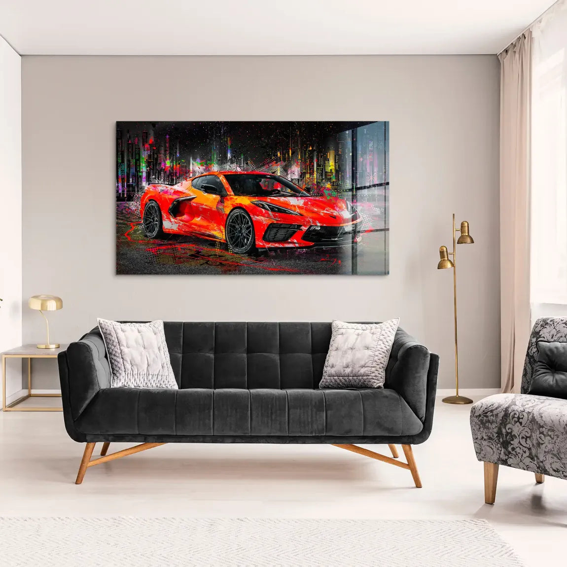 Corvette C8 Abstrak Red Style Acrylglas Bild INGALERIE