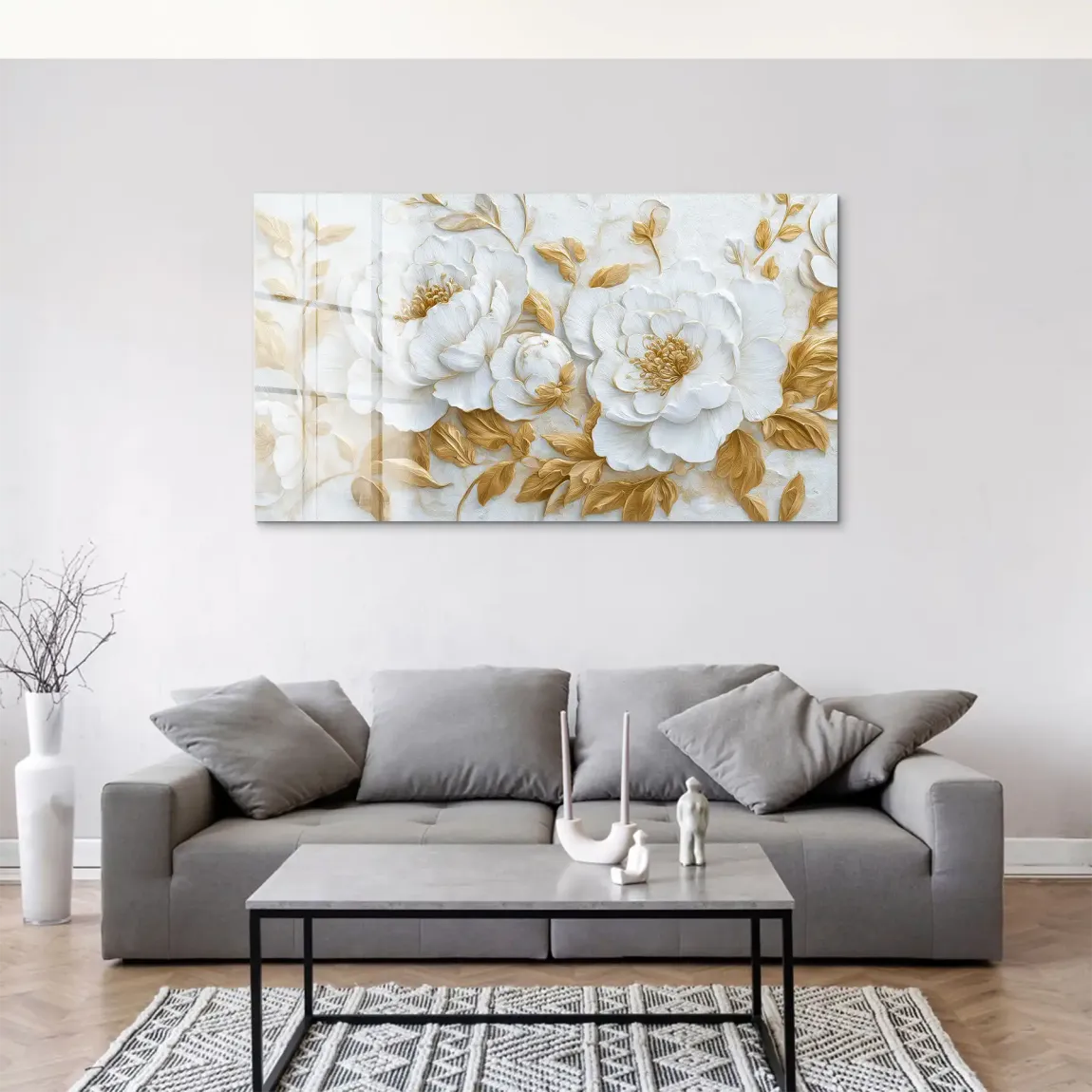 White Gold Rose Art Acrylglas Bild
