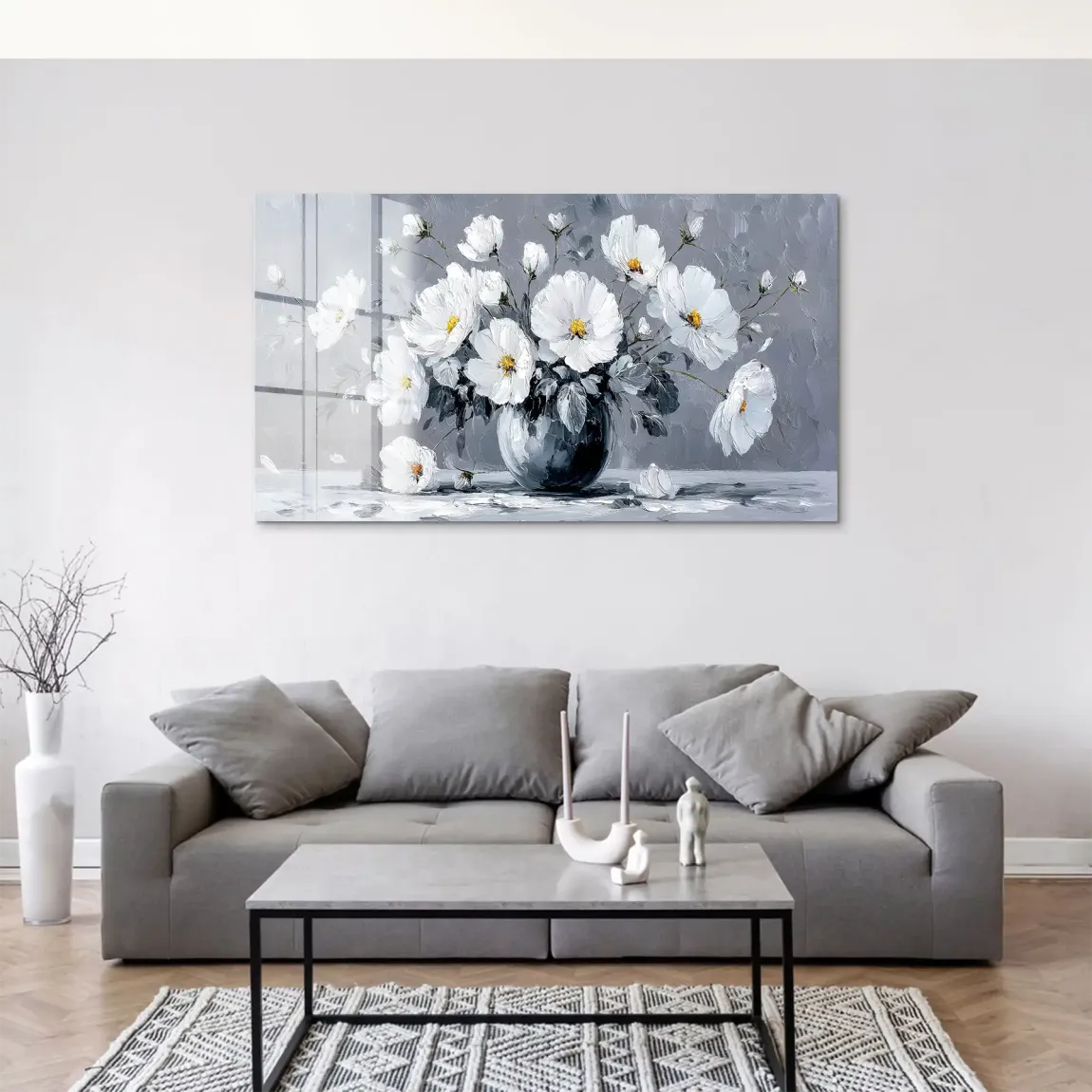 Silver White Blossom Art Acrylglas Bild