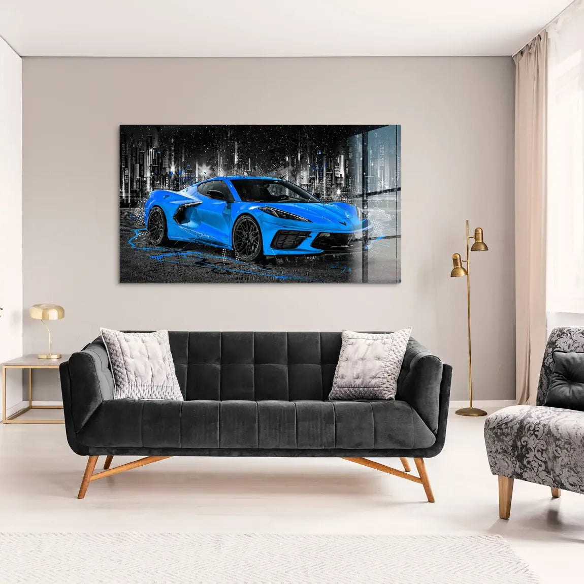 Corvette C8 Abstrak Blue Style Acrylglas Bild INGALERIE