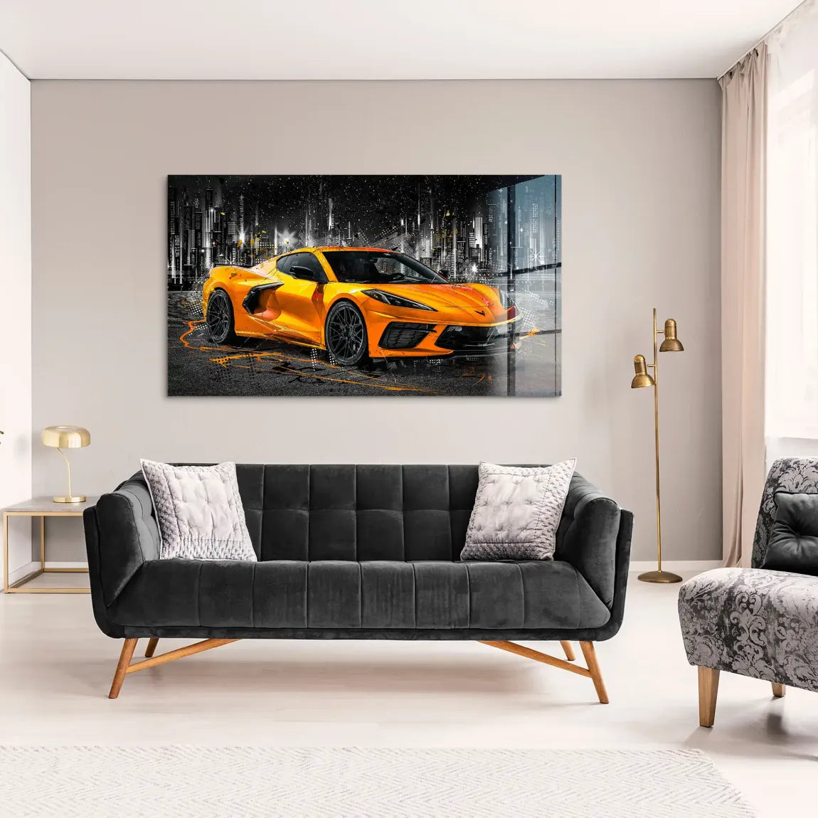 Corvette C8 Abstrak Orange Style Acrylglas Bild INGALERIE