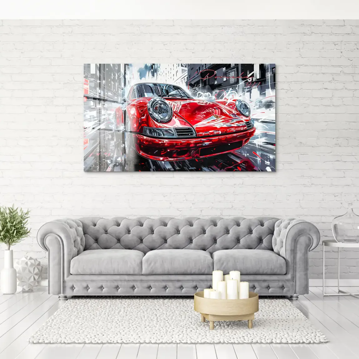 Porsche 911 Red City Acrylglas Bild
