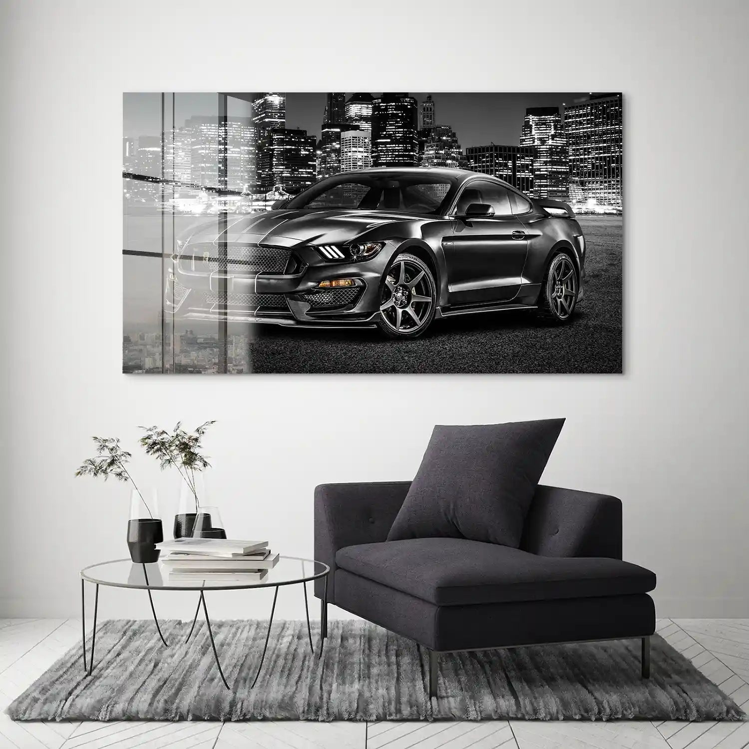 Ford Mustang Black City Acrylglas Bild INGALERIE