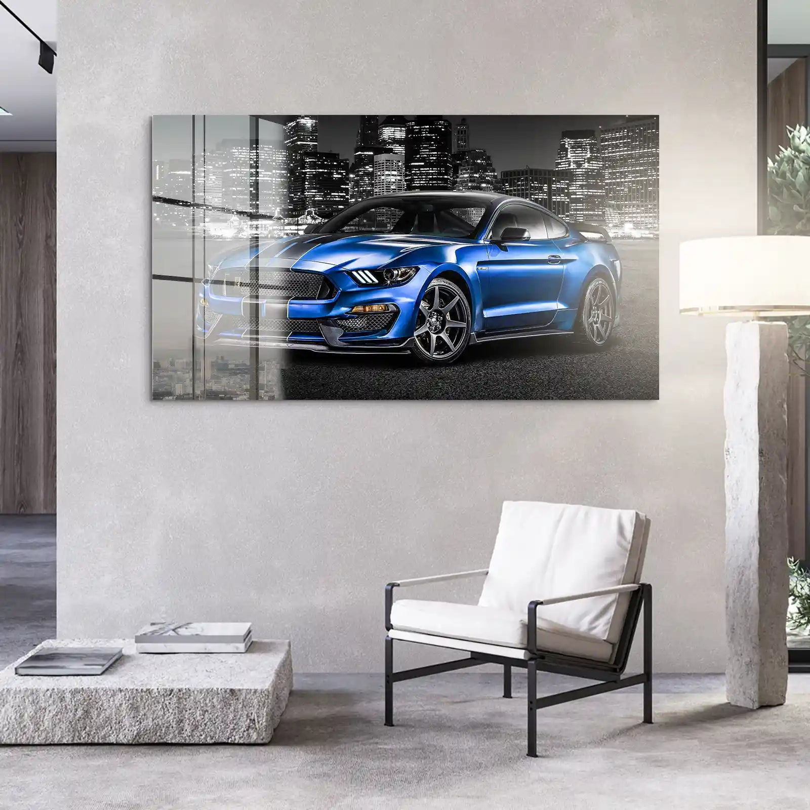 Ford Mustang Blue City Acrylglas Bild INGALERIE