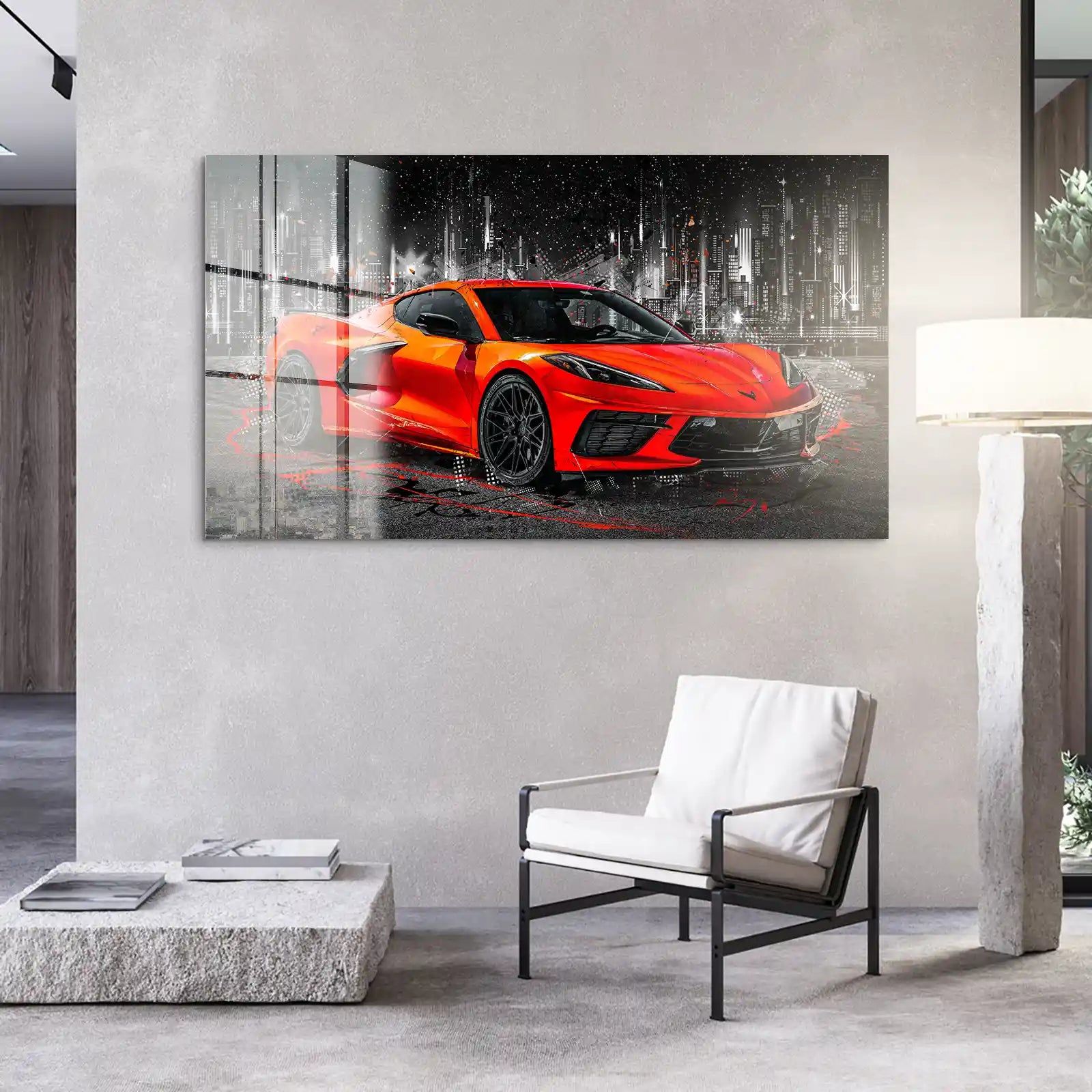 Corvette C8 Abstrakt Rot Acrylglas Bild INGALERIE