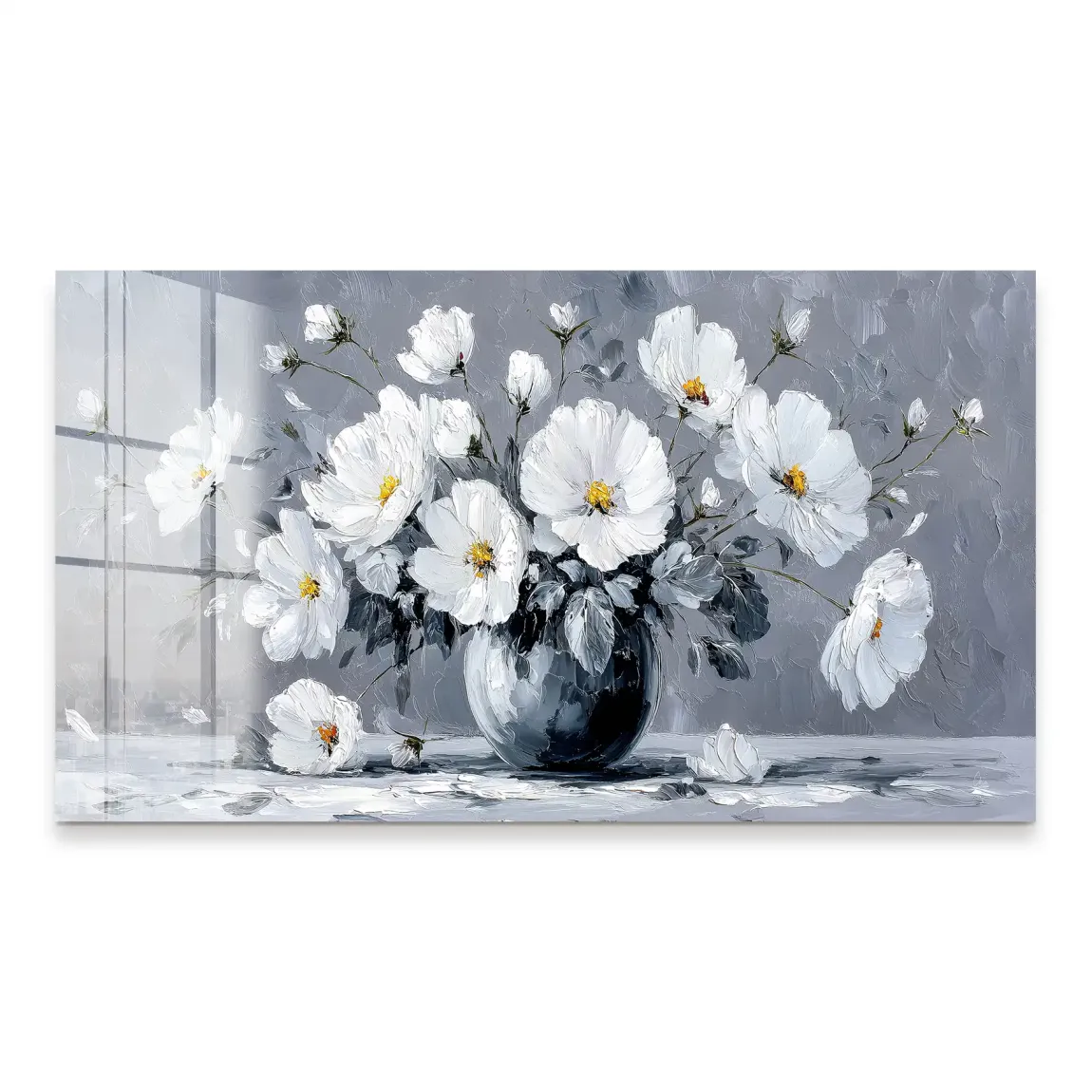 Silver White Blossom Art Acrylglas Bild