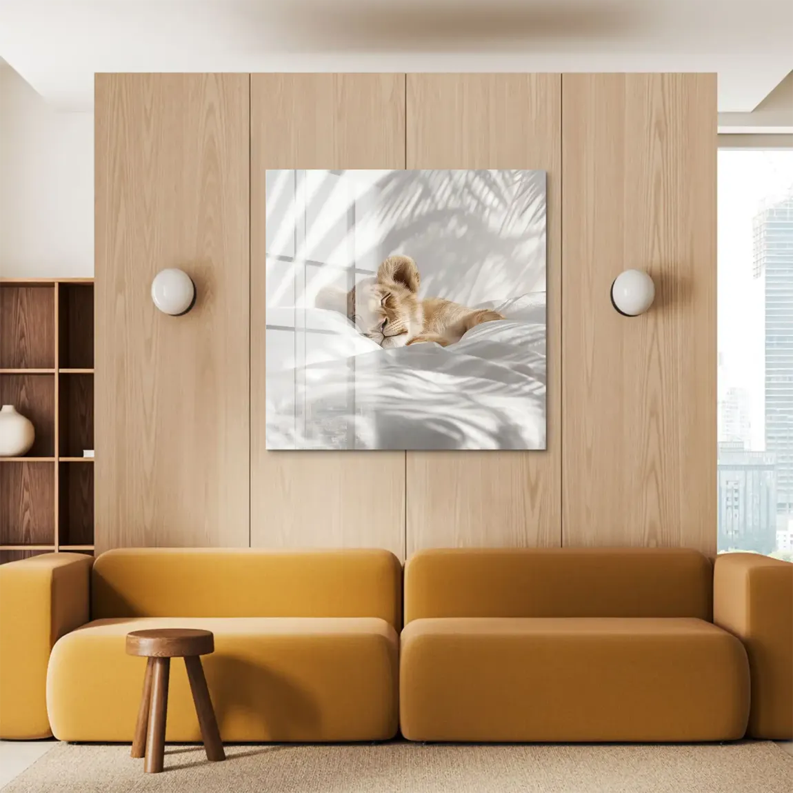 Schlafendes Löwenbaby Acrylglasbild