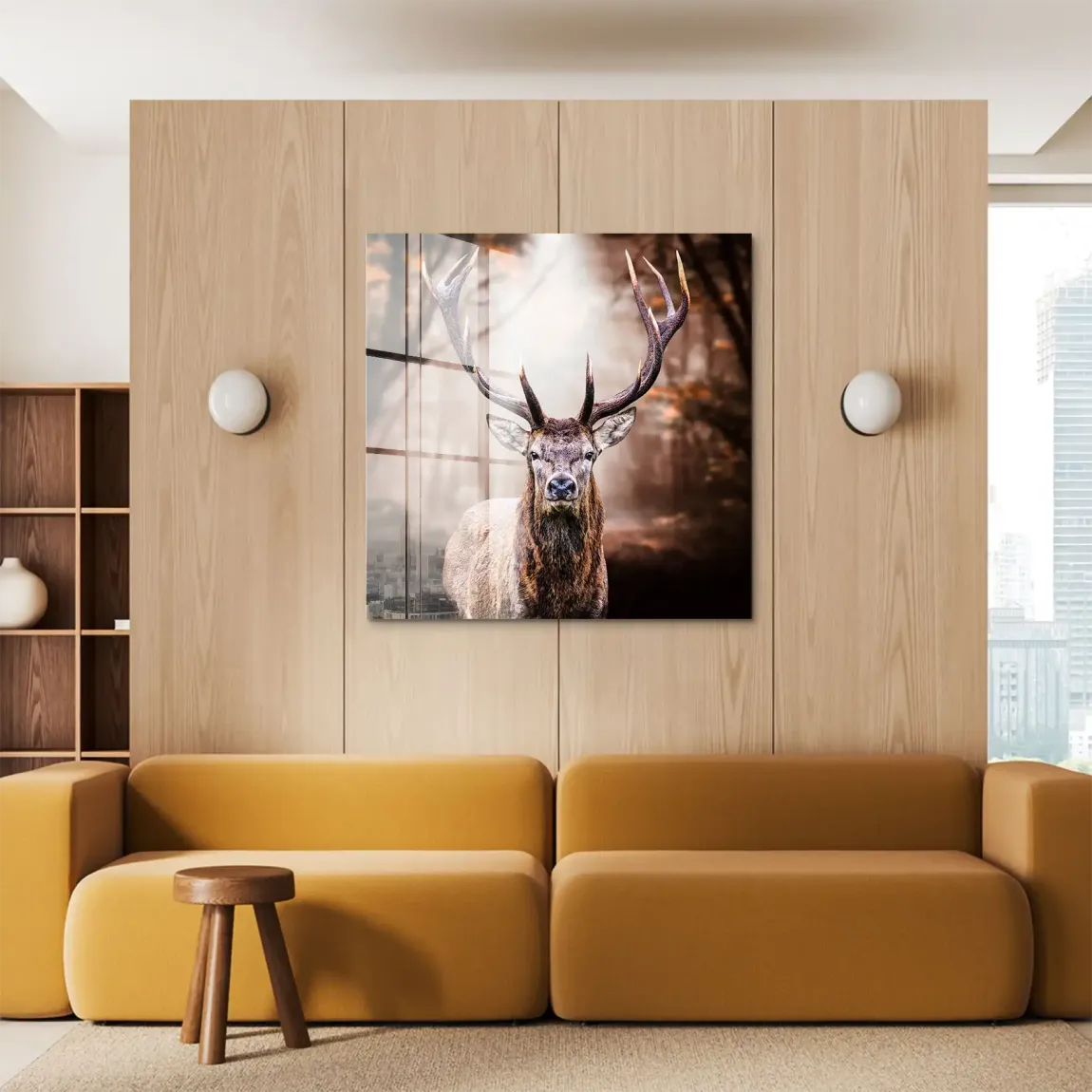 Hirsch Herbstkrone Acrylglasbild