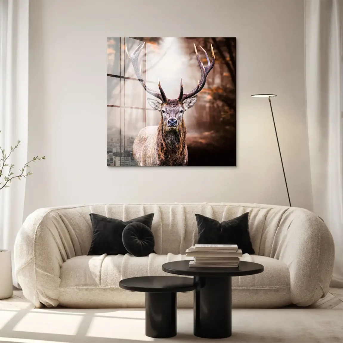 Hirsch Herbstkrone Acrylglasbild