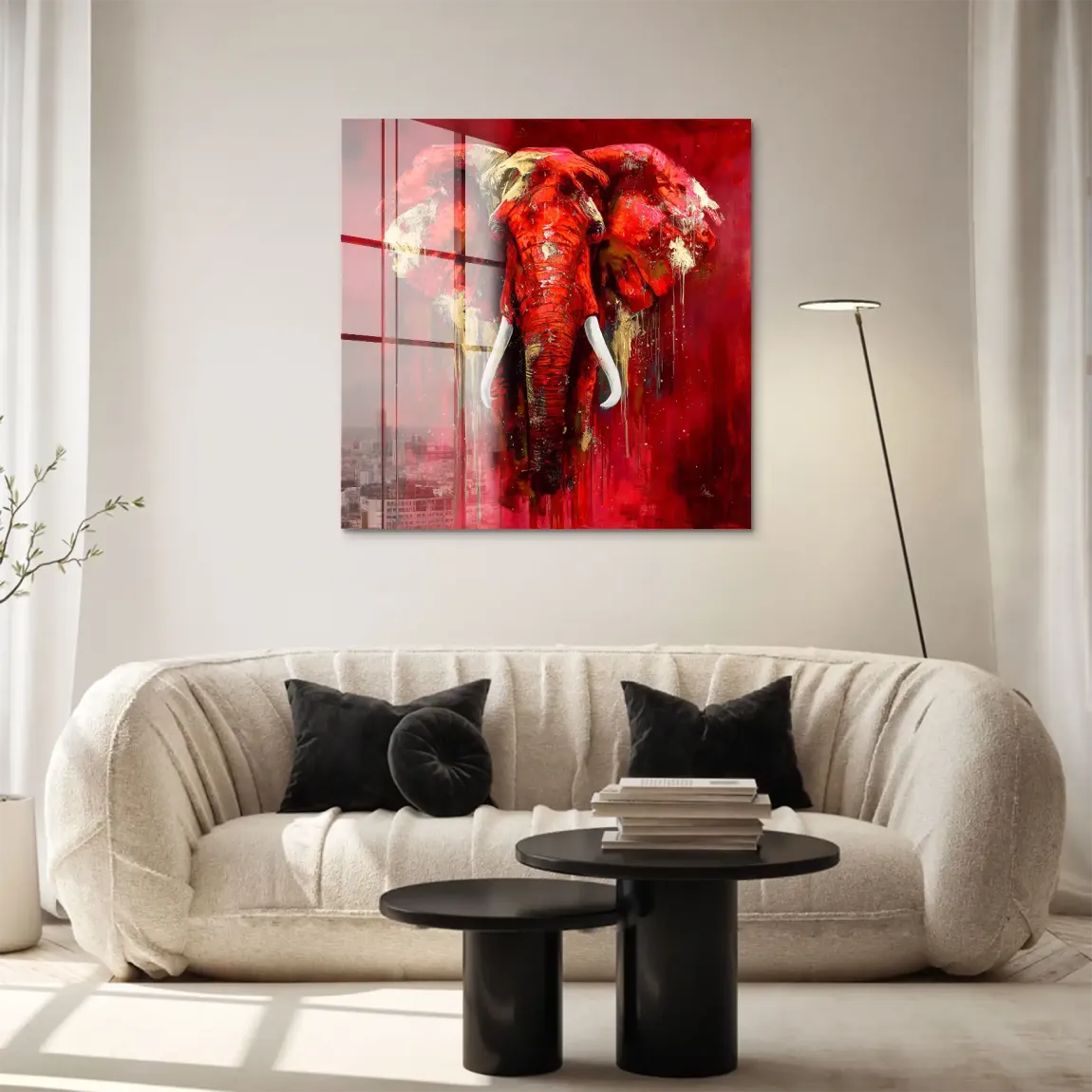 Roter Elefant Acrylglasbild