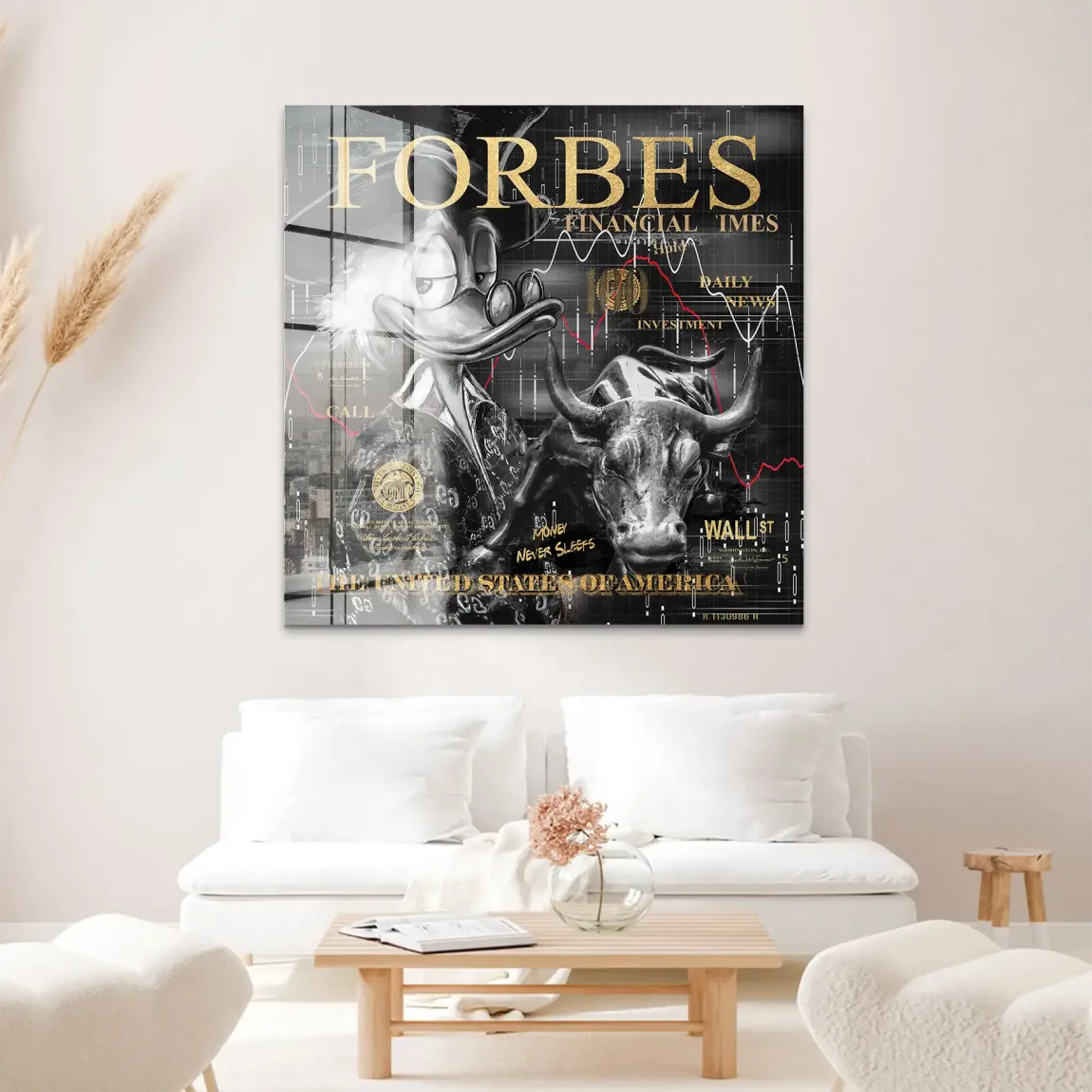 Dagobert Duck Wallstreet Black Gold Acrylglas Bild