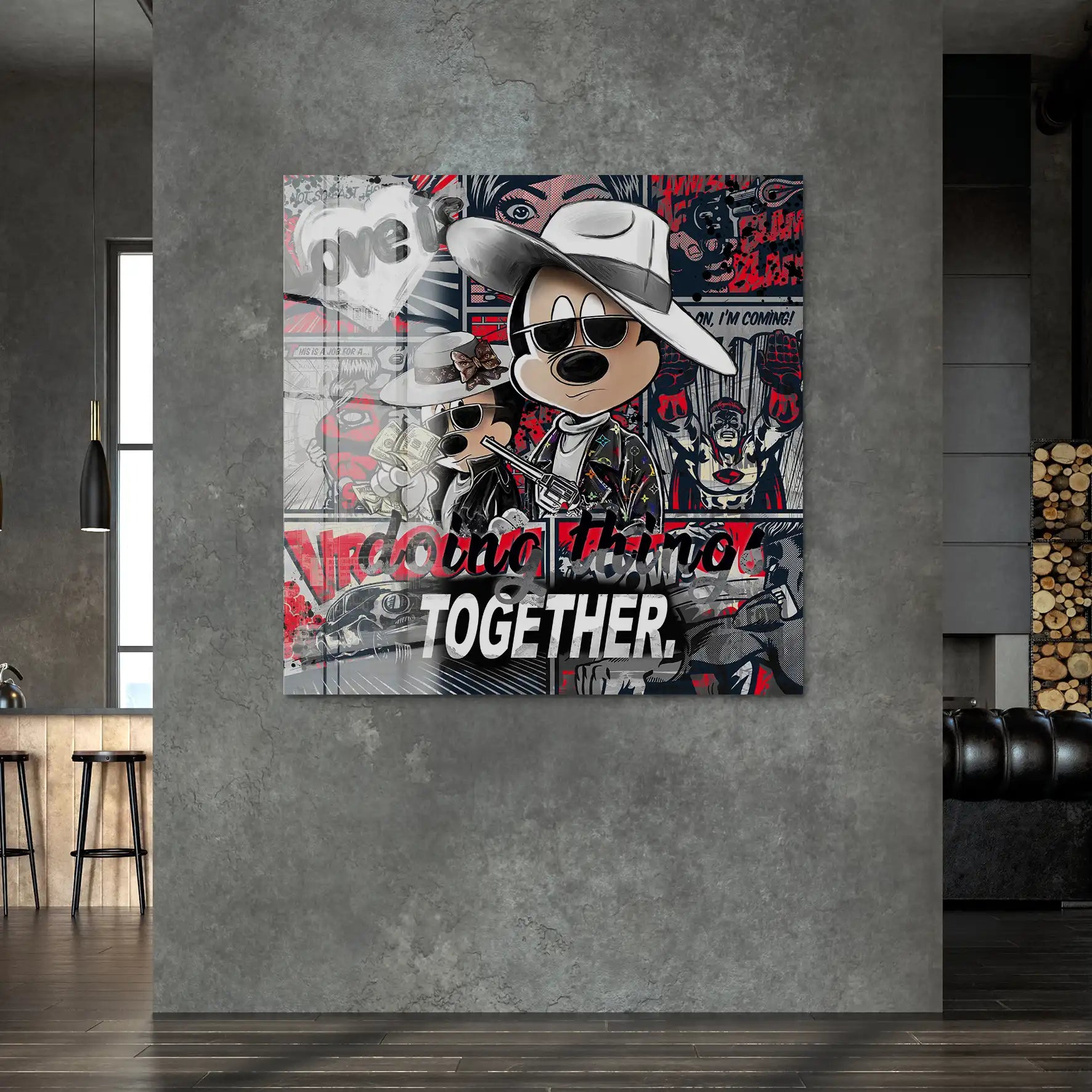 Micky & Minnie Gangster Style Acrylglas Bild INGALERIE