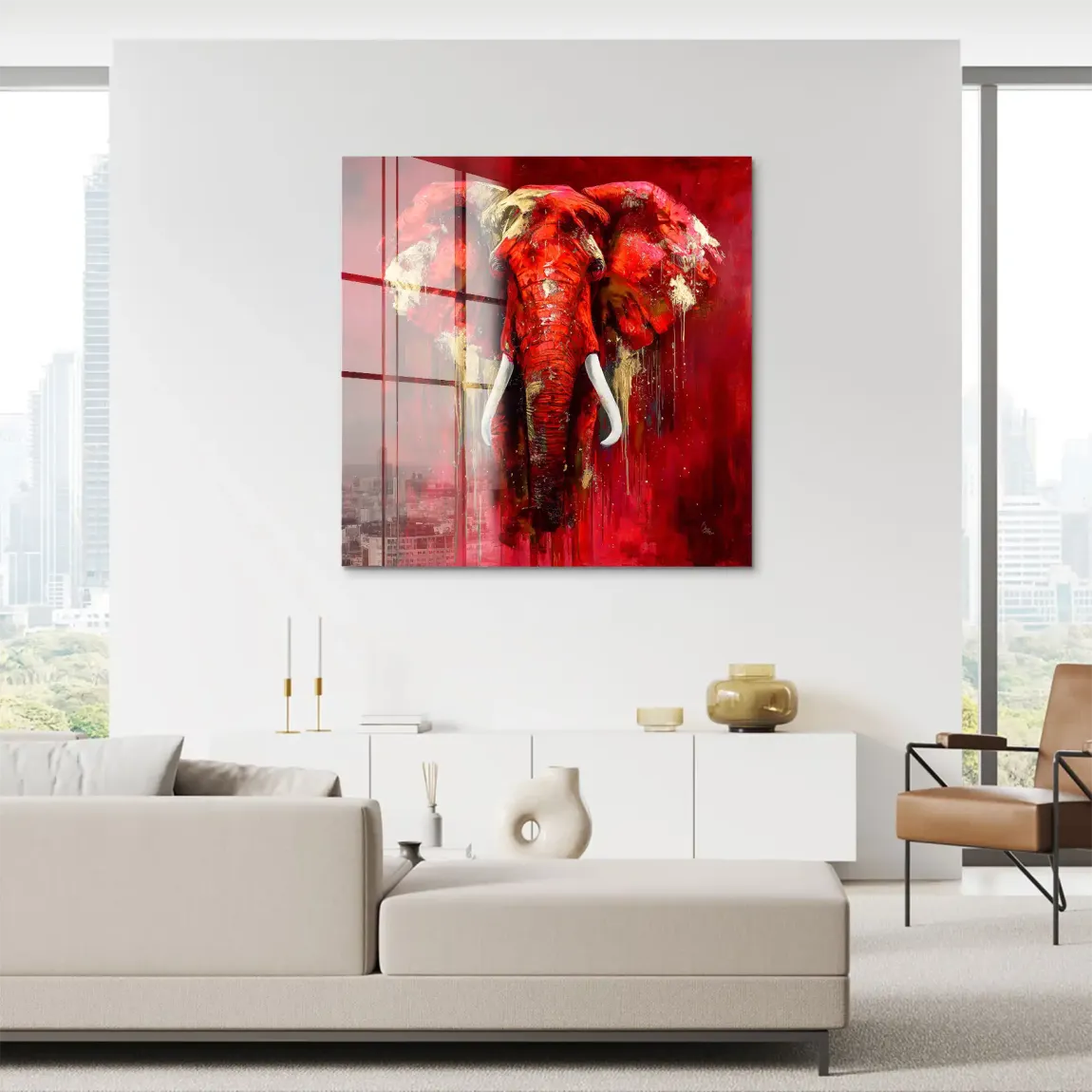 Roter Elefant Acrylglasbild