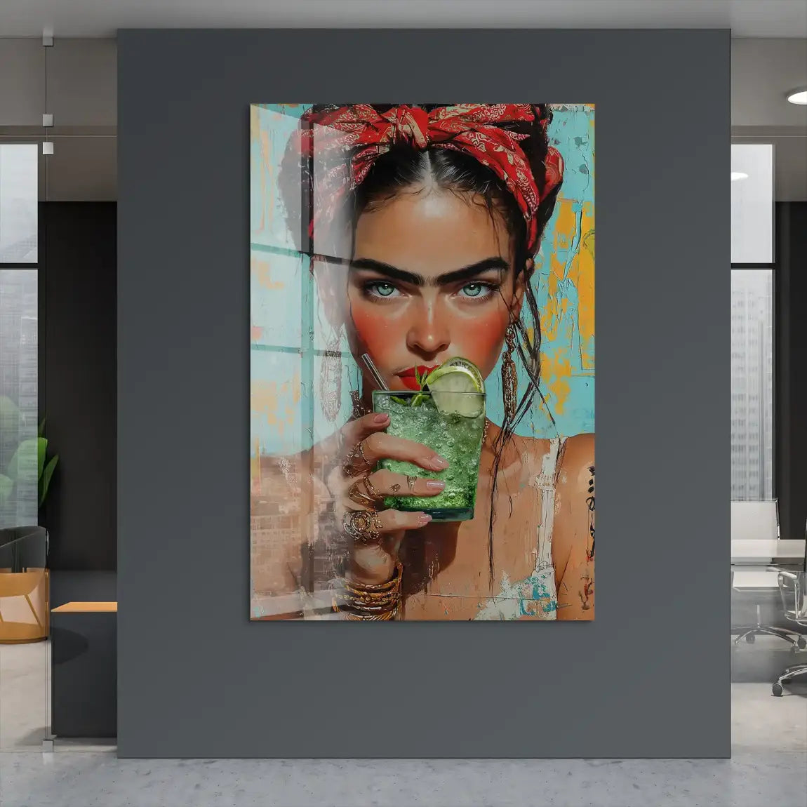 Frida Kahlo Mint Acrylglas Bild