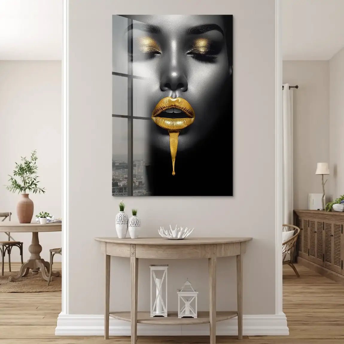 Gold Lips Beauty Acrylglas Bild INGALERIE