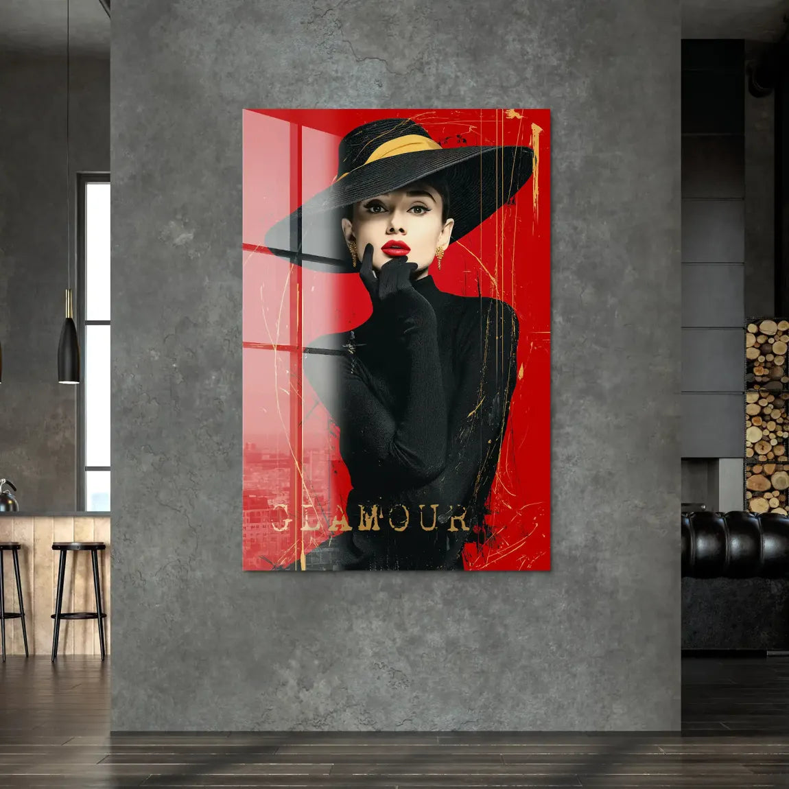 Audrey Hepburn Red Glamour Acrylglas Bild