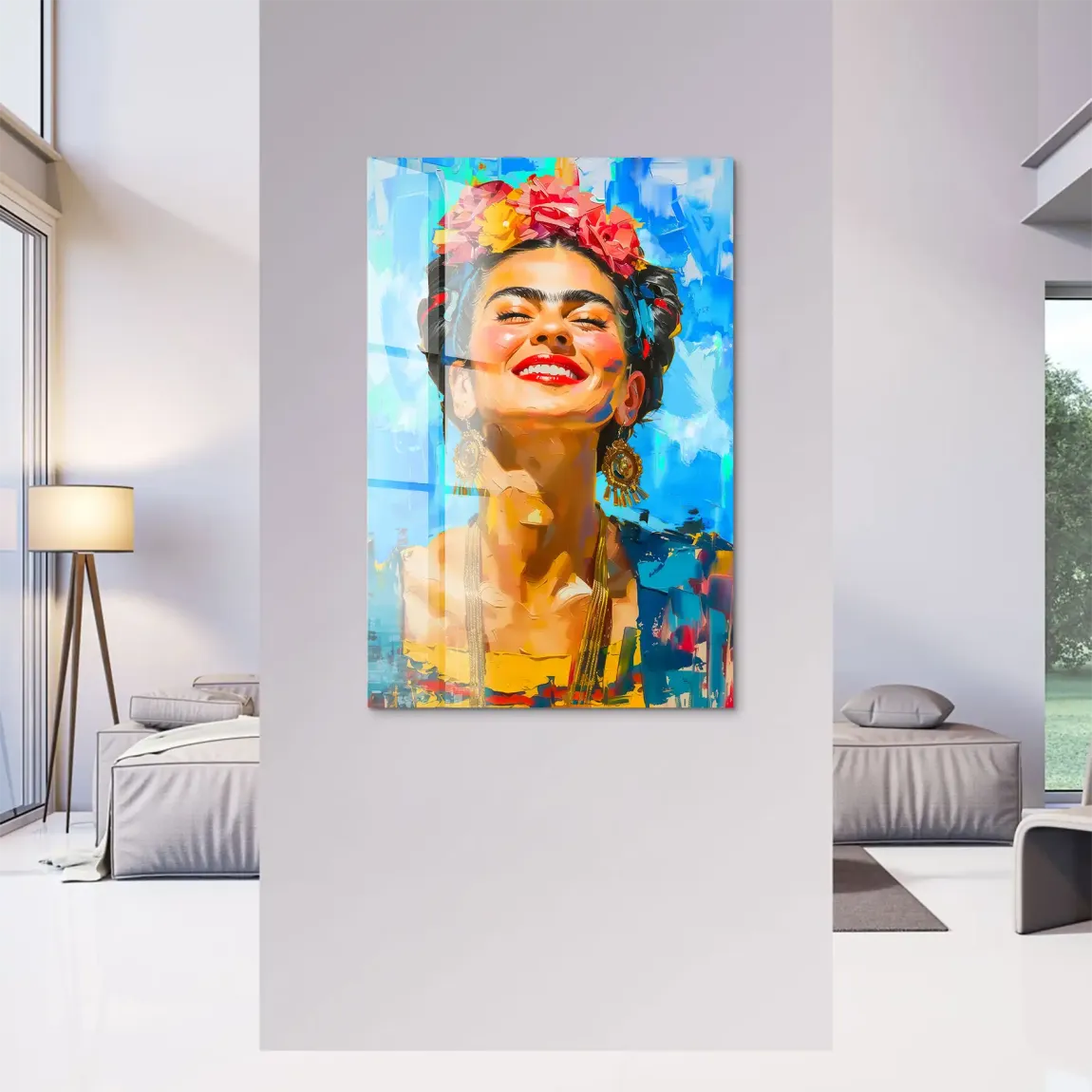 Frida buntes Leben Acrylglasbild