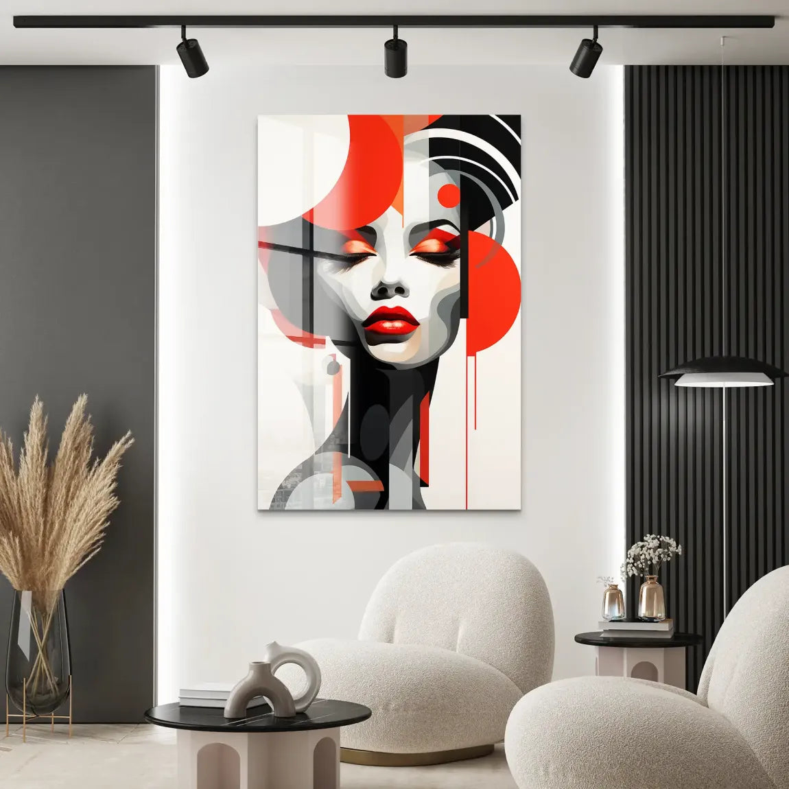 Rote Eleganz trifft urbane Stille Acrylglas Bild INGALERIE
