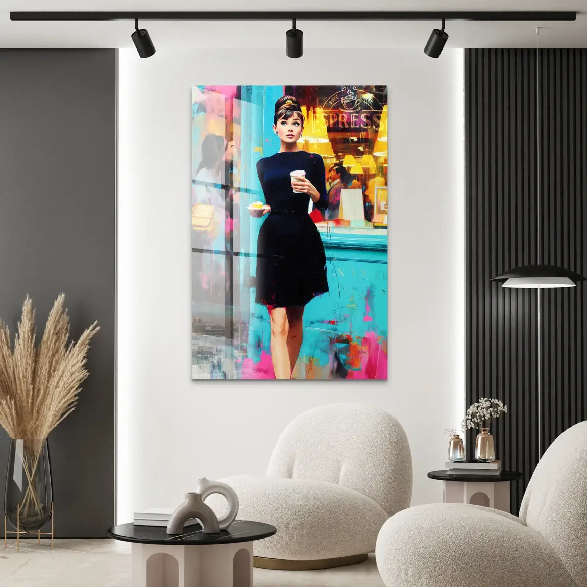 Audrey Hepburn Frühstück mit Stil Acrylglas Bild INGALERIE