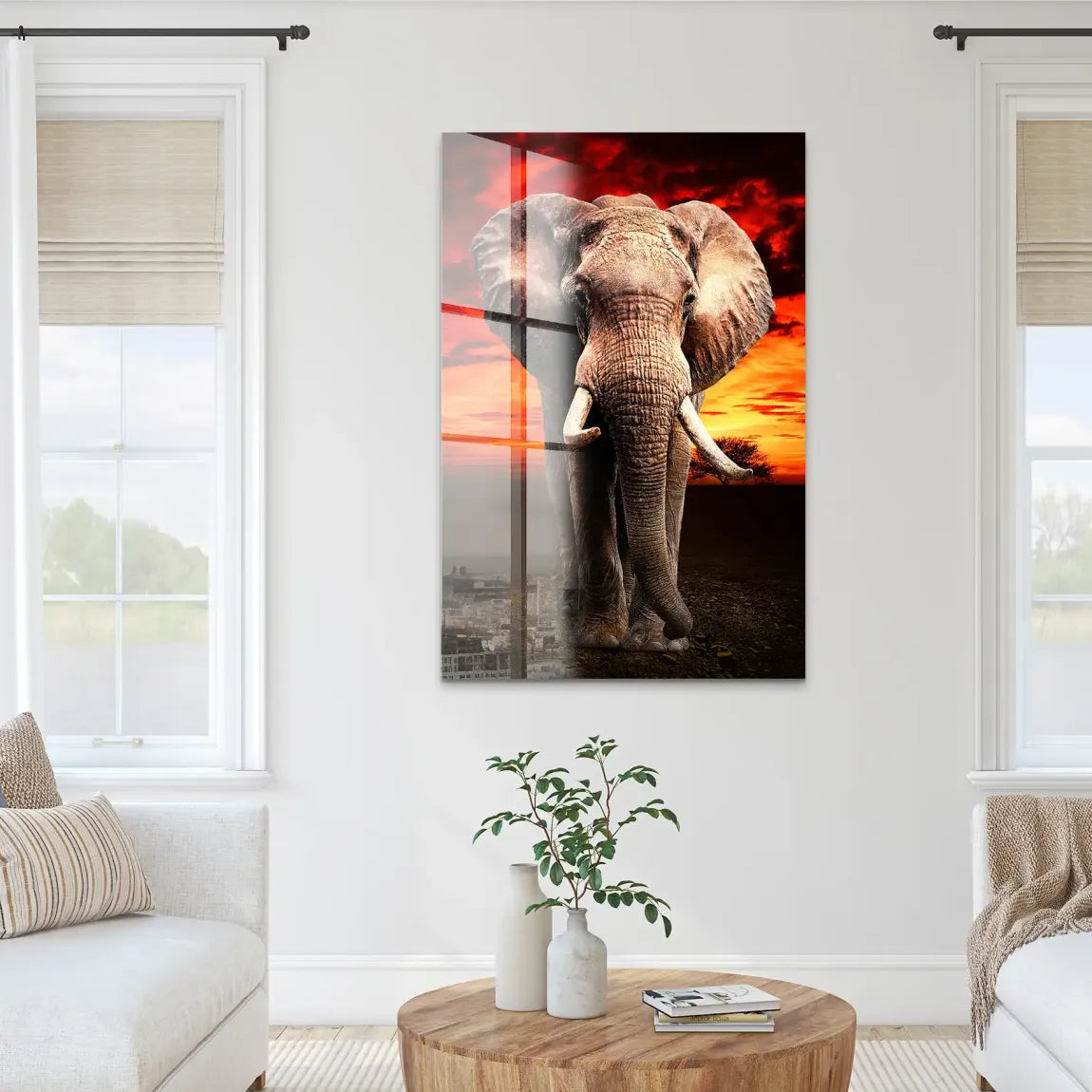 Majestät der Savanne im Abendrot Acrylglas Bild INGALERIE