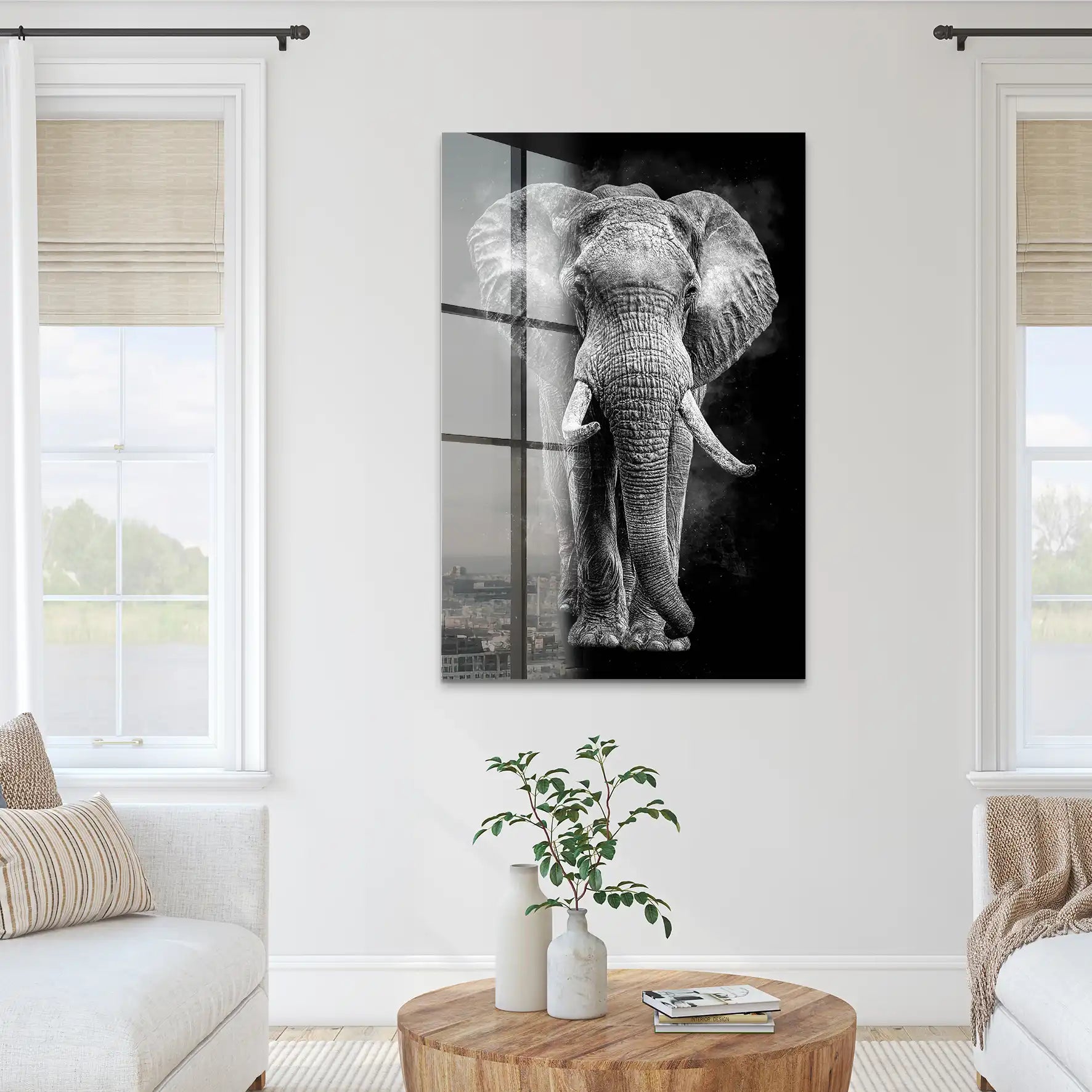Elefant Abstrakt Dark Style Acrylglas Bild INGALERIE