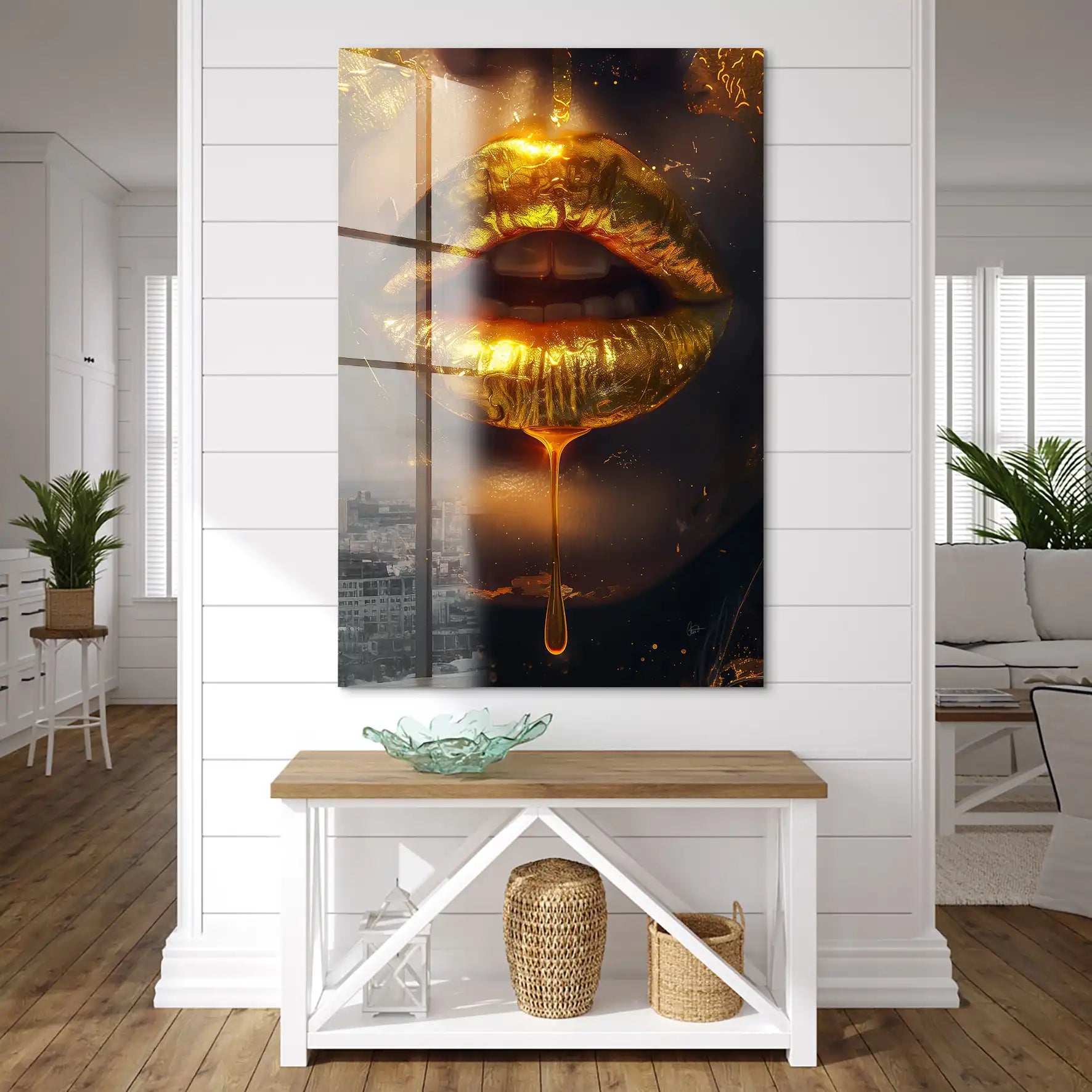 Sweet Gold Lips Acrylglas Bild INGALERIE