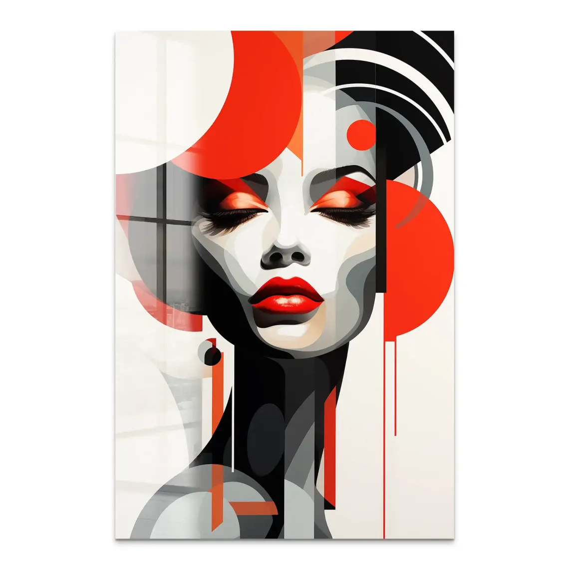 Rote Eleganz trifft urbane Stille Acrylglas Bild INGALERIE