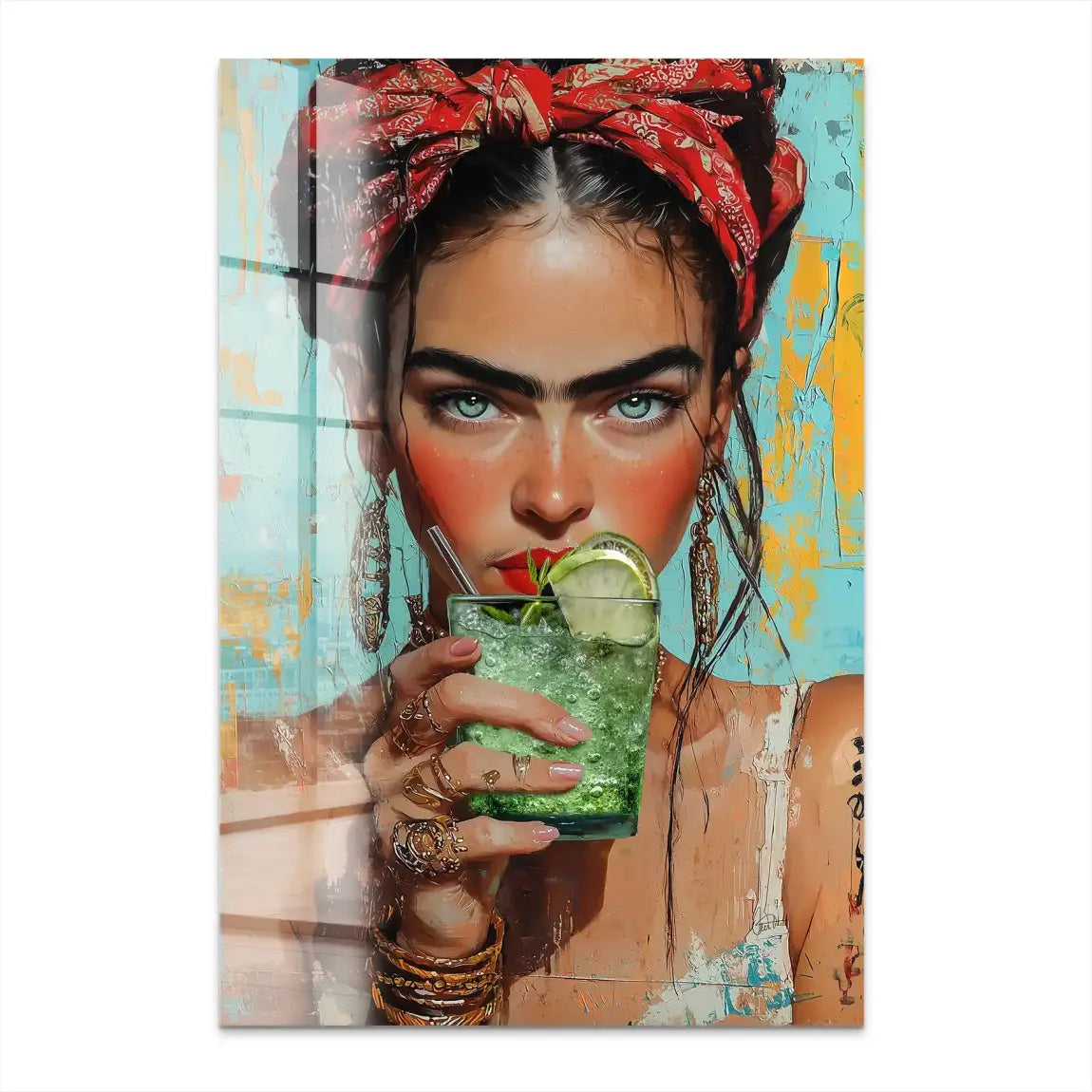 Frida Kahlo Mint Acrylglas Bild