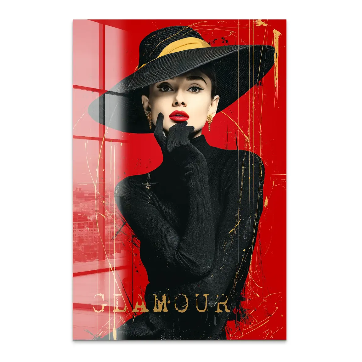 Audrey Hepburn Red Glamour Acrylglas Bild