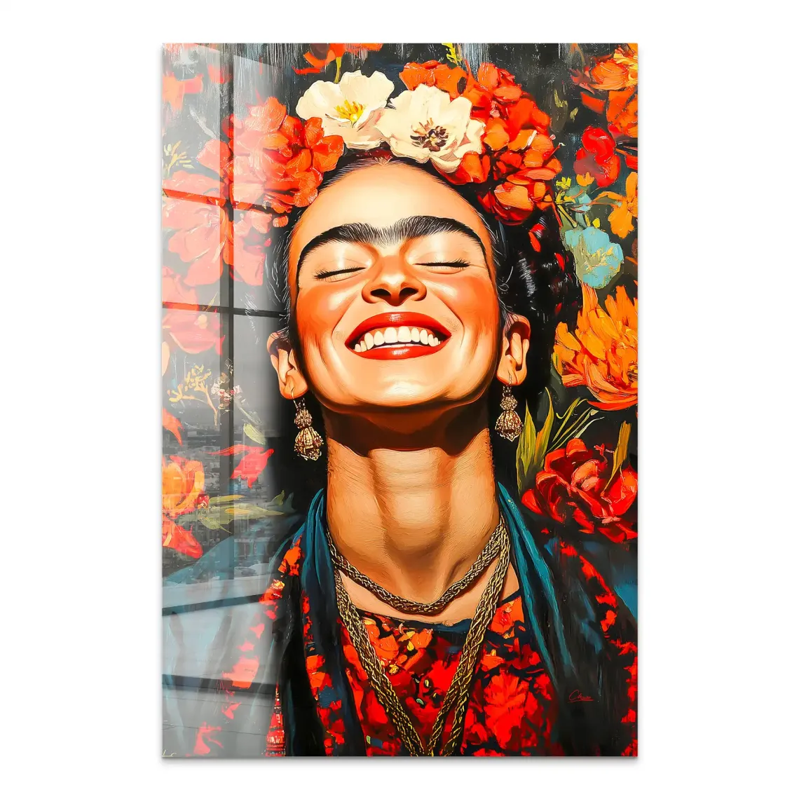 Frida Kahlo Fiery Bloom Acrylglas Bild INGALERIE