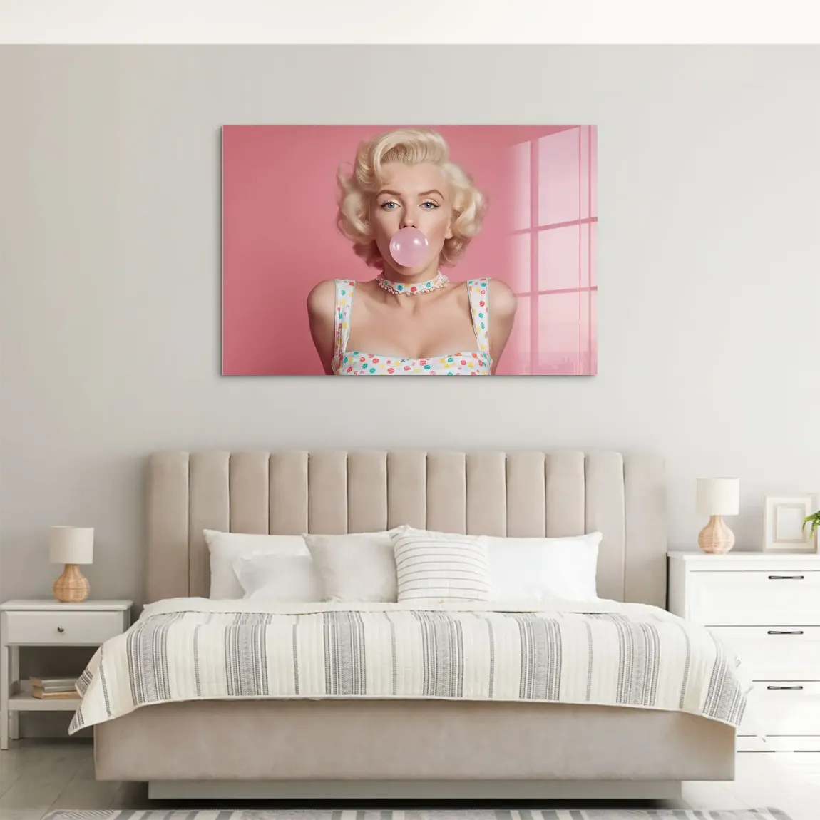 Marilyn Monroe Pink Bubble Acrylglas Bild