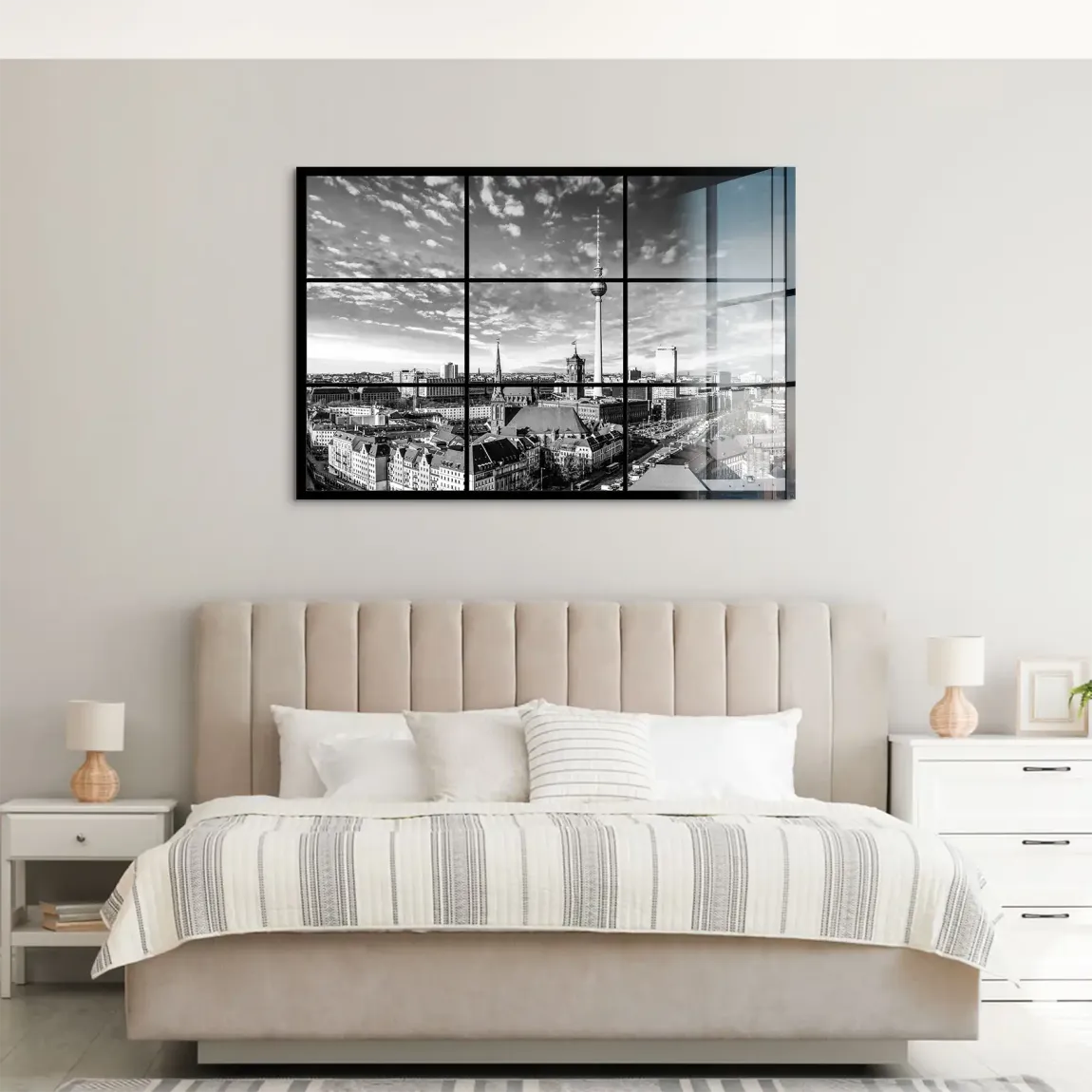 Berlin Skyline Noir Acrylglas Bild