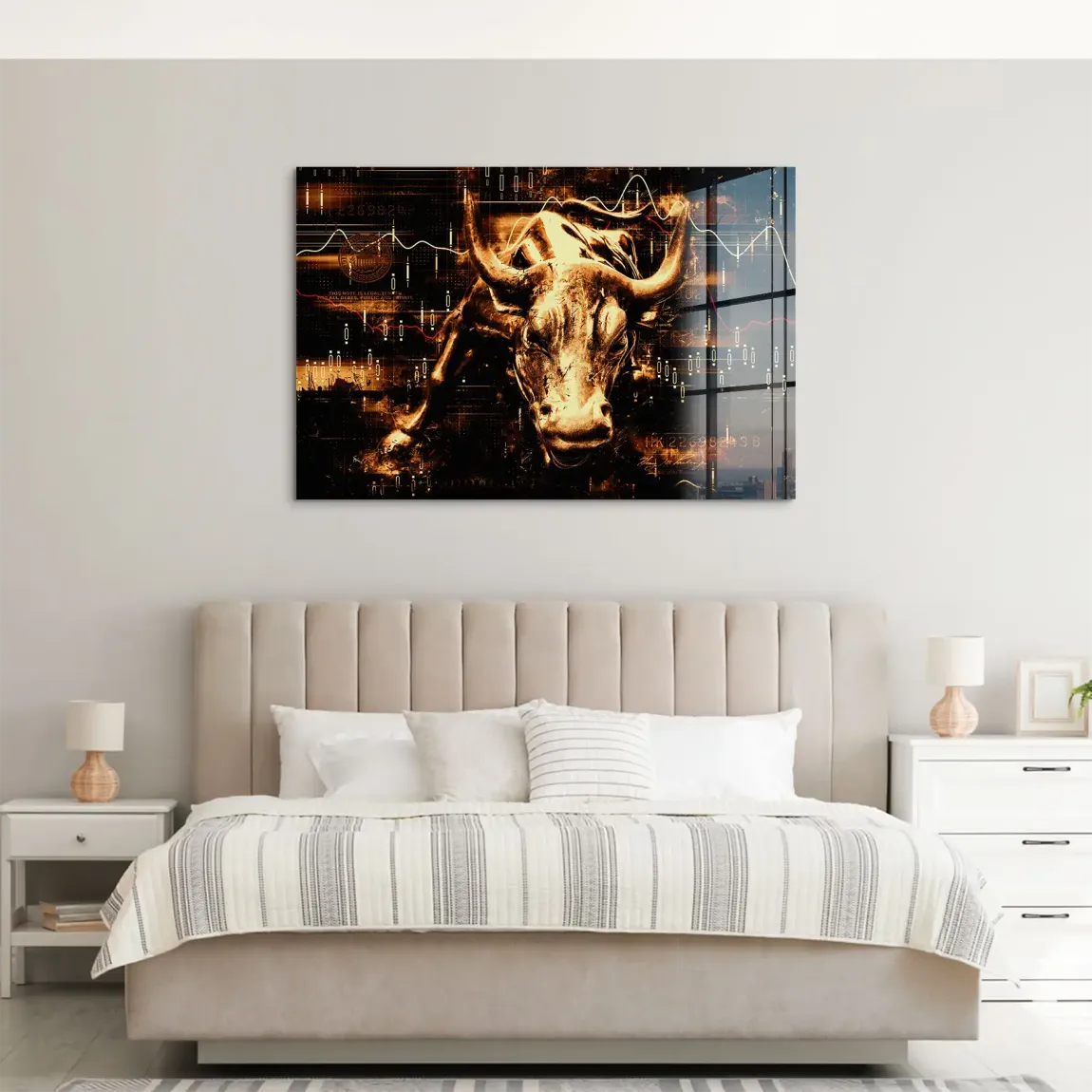 Börsenbulle Retro Art Acrylglasbild