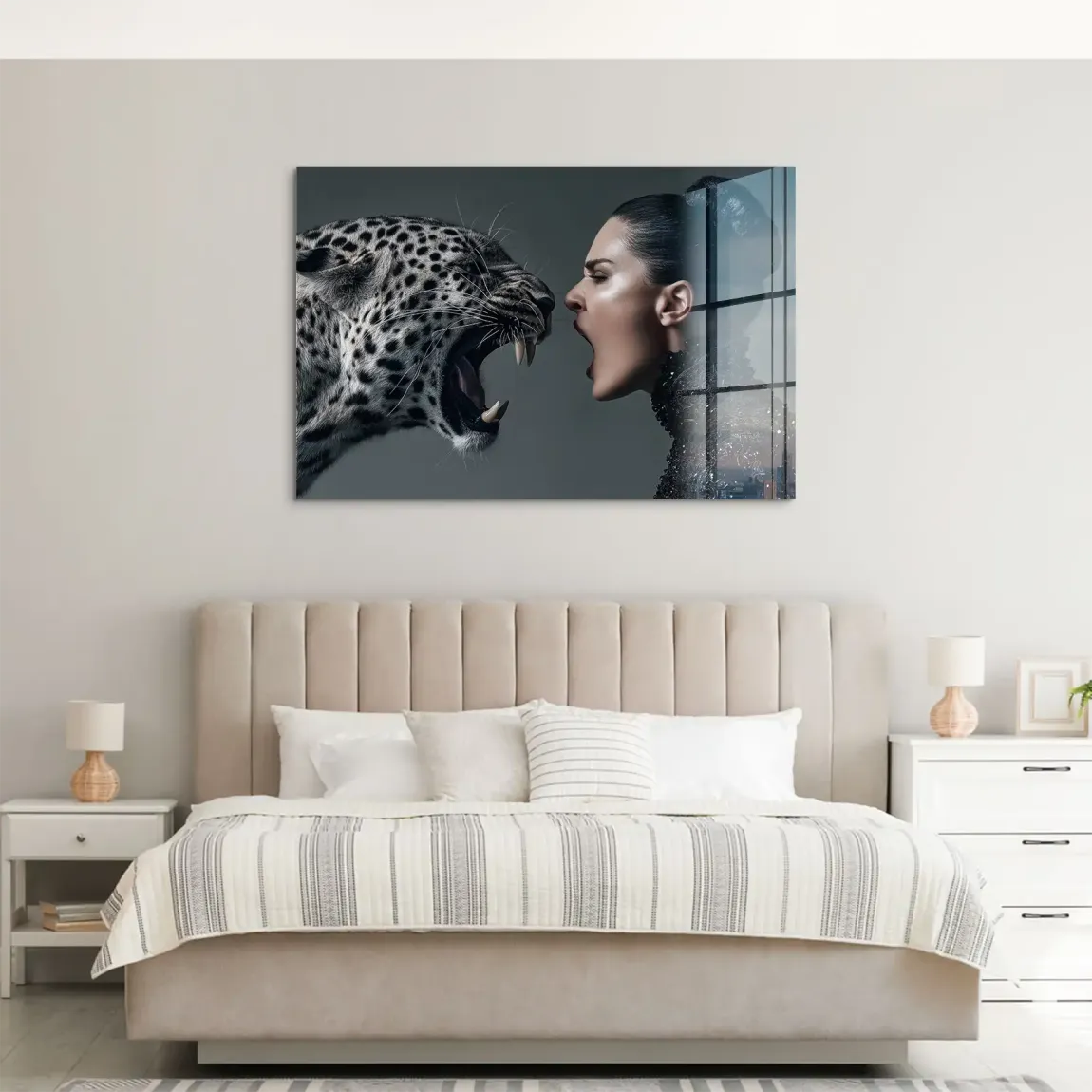 Wild Leopard Woman Acrylglas Bild