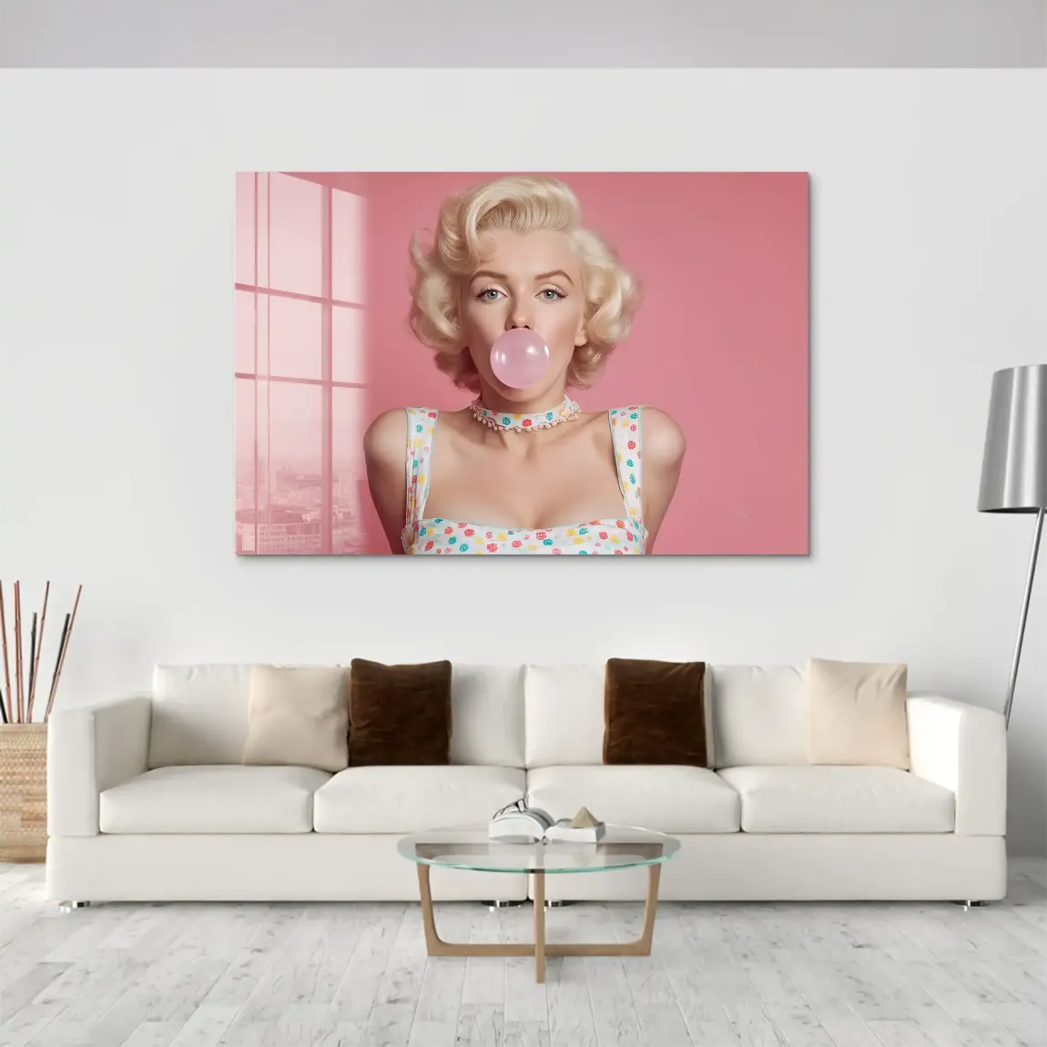 Marilyn Monroe Pink Bubble Acrylglas Bild