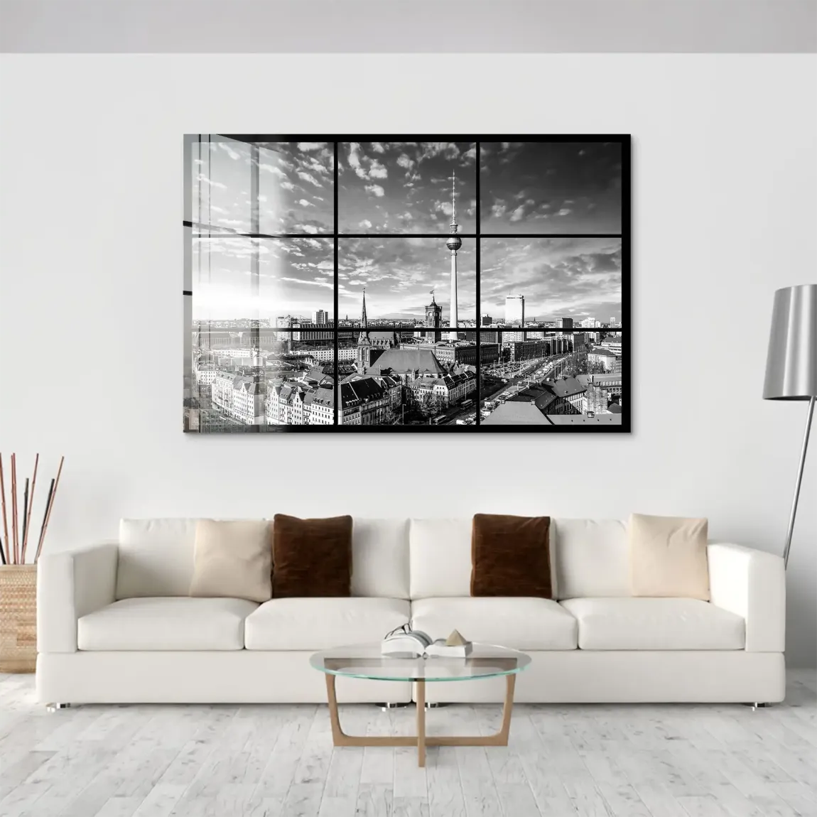 Berlin Skyline Noir Acrylglas Bild