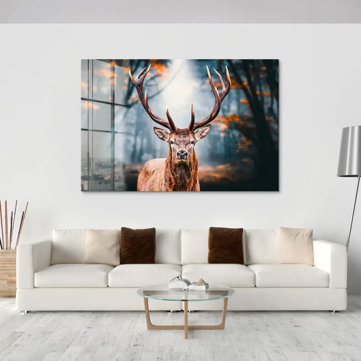Hirsch im Wald Acrylglasbild