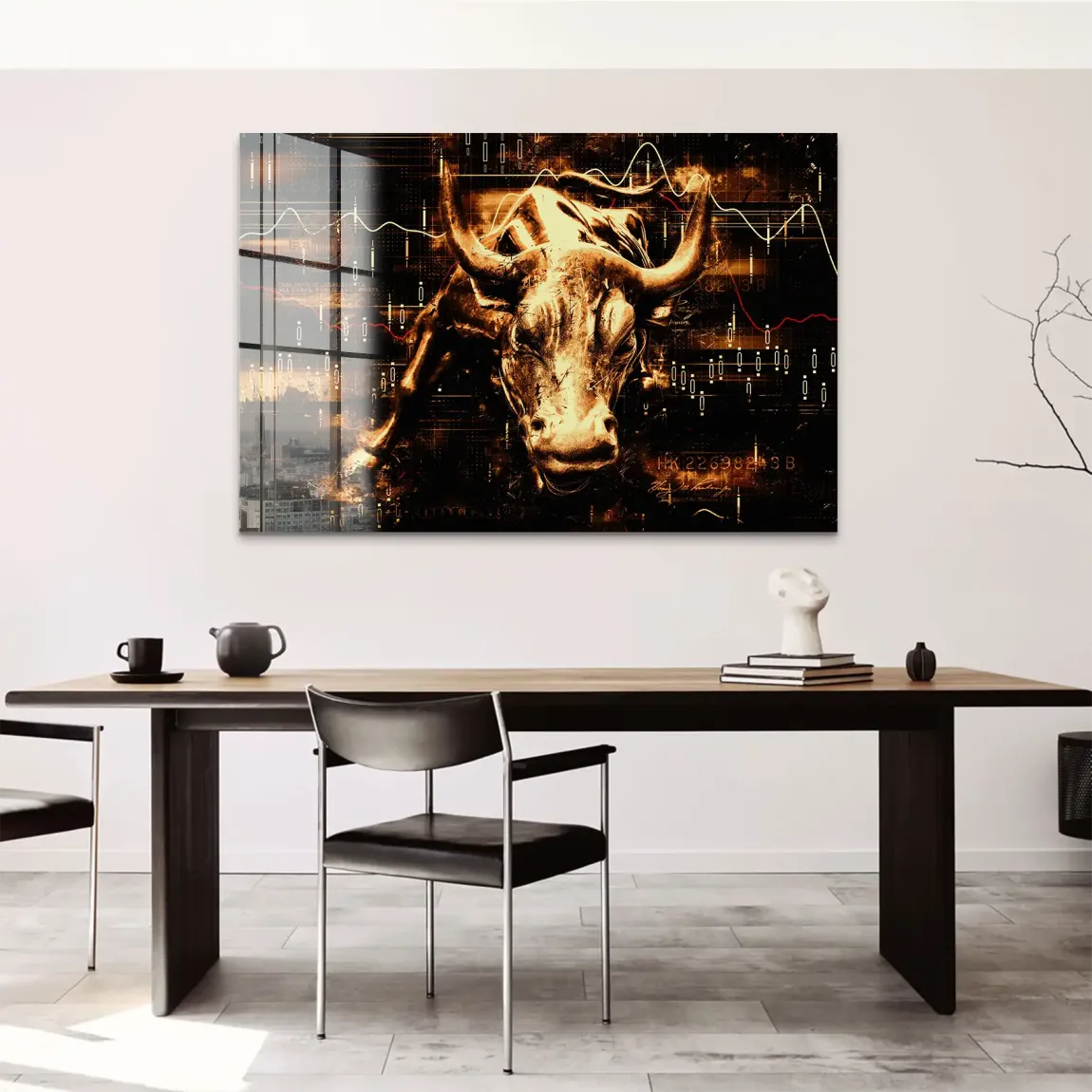 Börsenbulle Retro Art Acrylglasbild