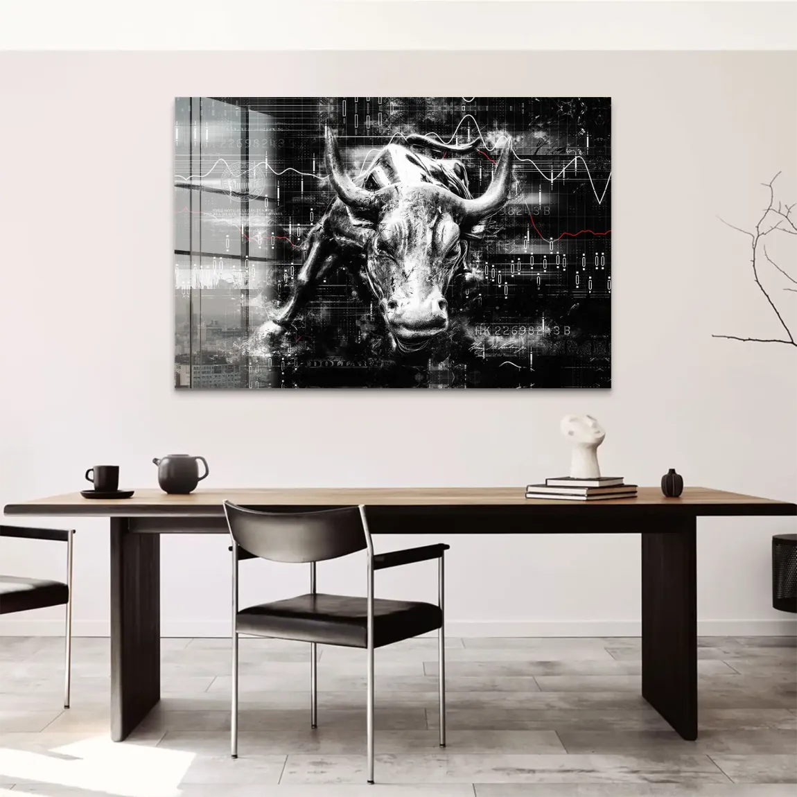 Börsenbulle Noir Acrylglasbild