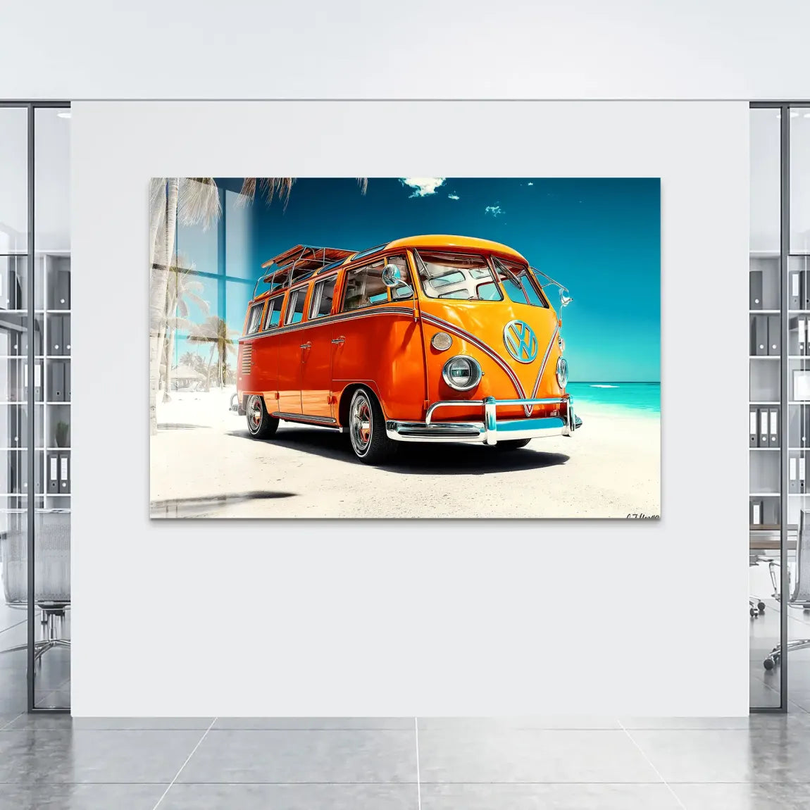 VW Bulli Beach Acrylglas Bild INGALERIE