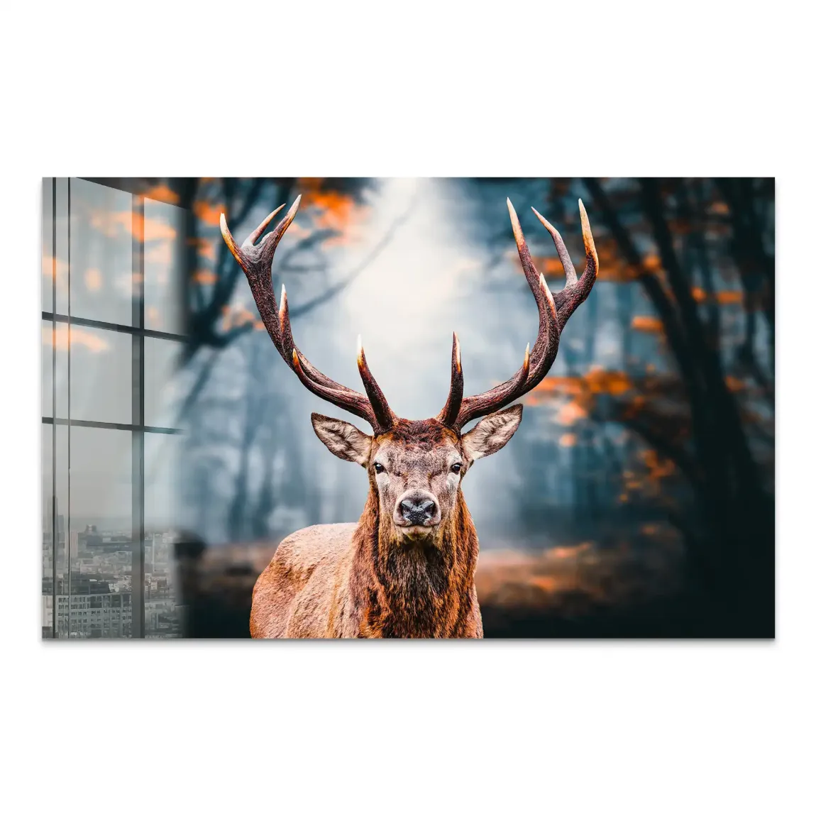 Hirsch im Wald Acrylglasbild