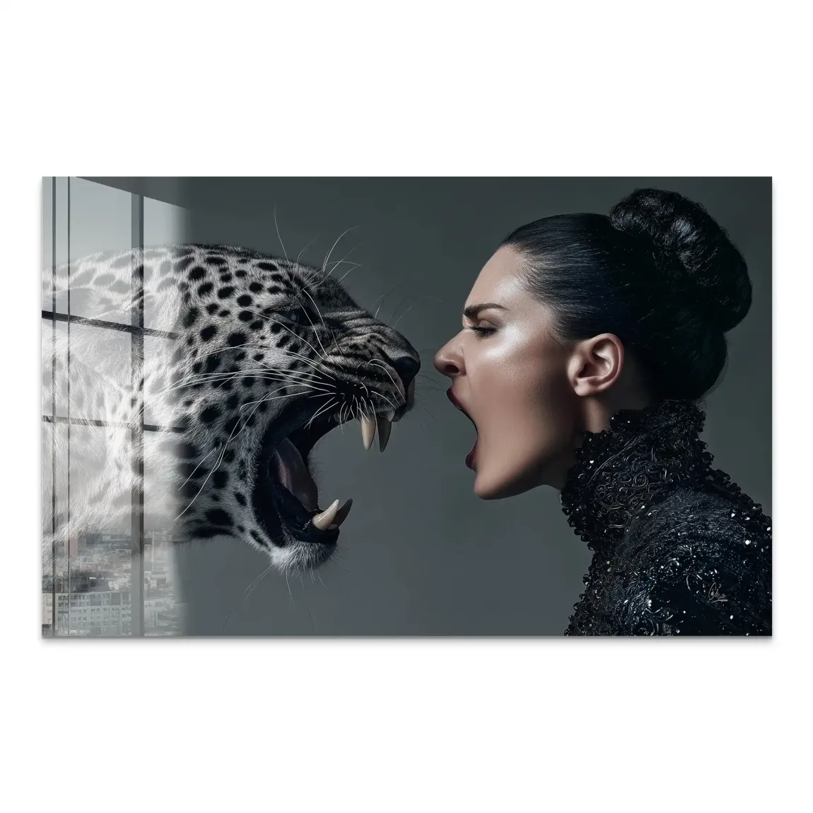 Wild Leopard Woman Acrylglas Bild