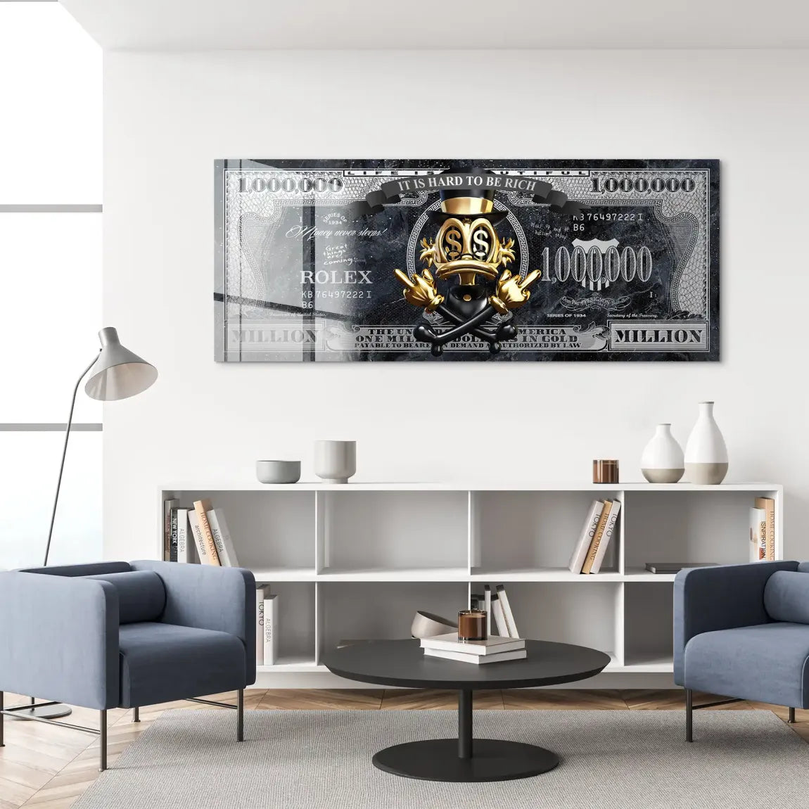Dagobert Duck Totenkopf Black Dollar Acrylglas Bild INGALERIE