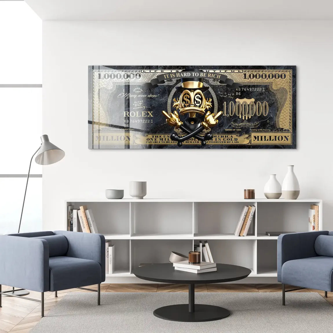 Dagobert Totenkopf Dollar Acrylglas Bild INGALERIE