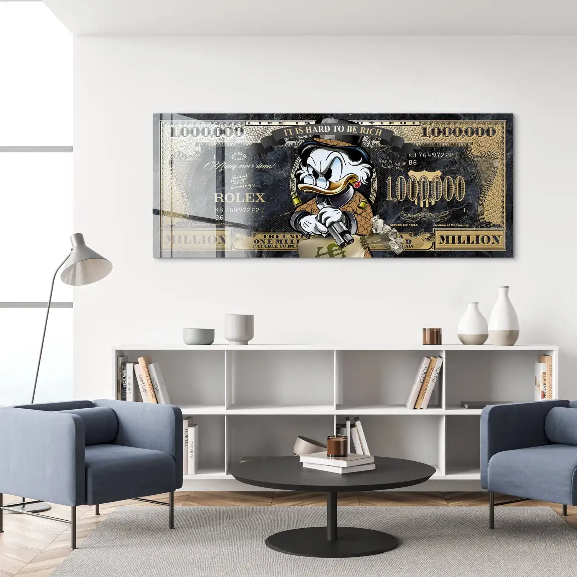 Dogobert Duck Cashed Out Pop Art DollarAcrylglas Bild INGALERIE