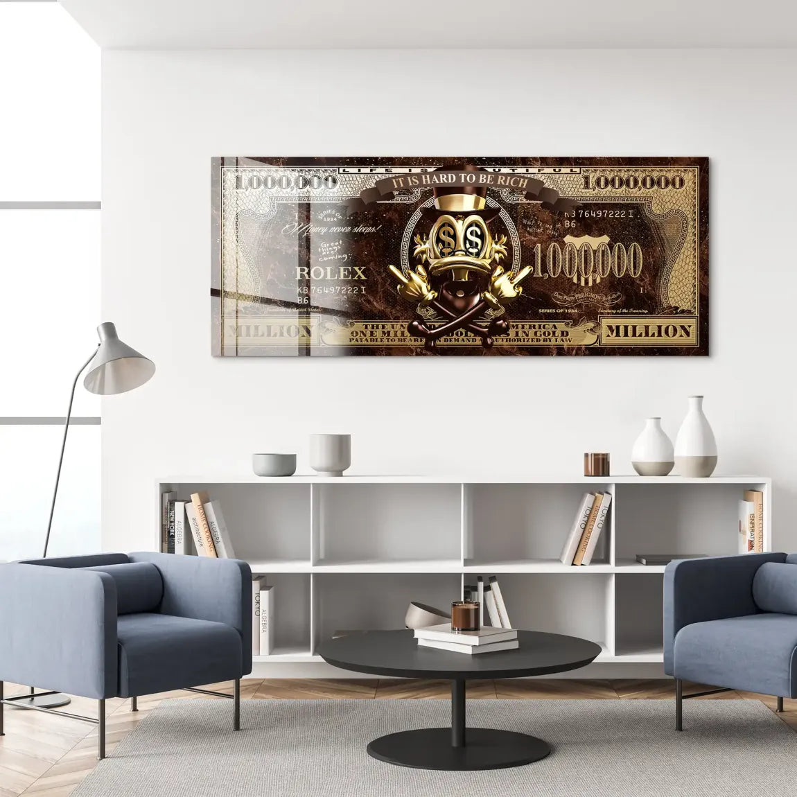 Dagobert Totenkopf Retro Dollar Acrylglas Bild INGALERIE