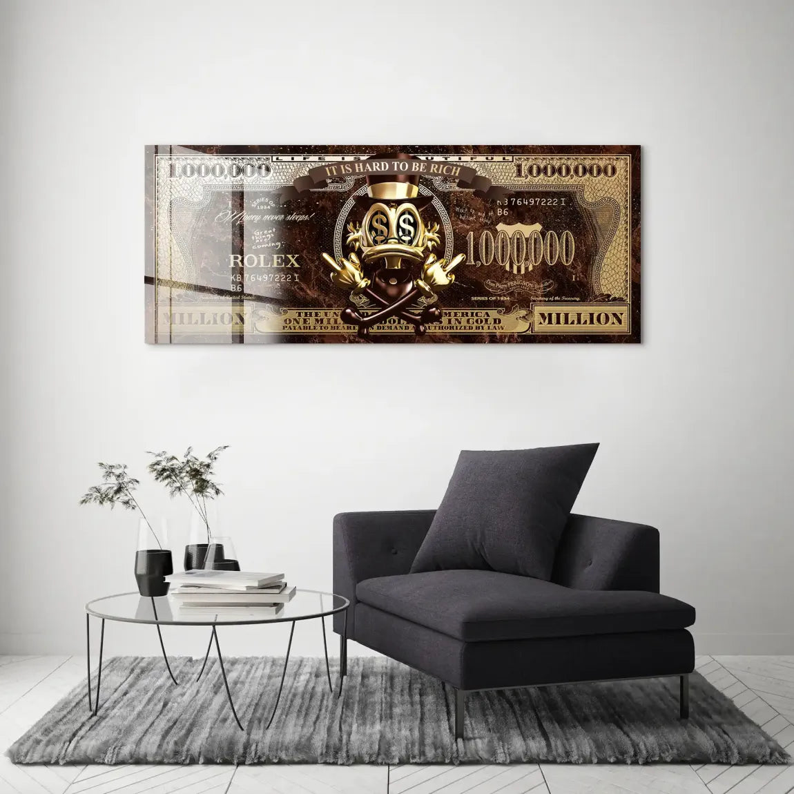 Dagobert Totenkopf Retro Dollar Acrylglas Bild INGALERIE