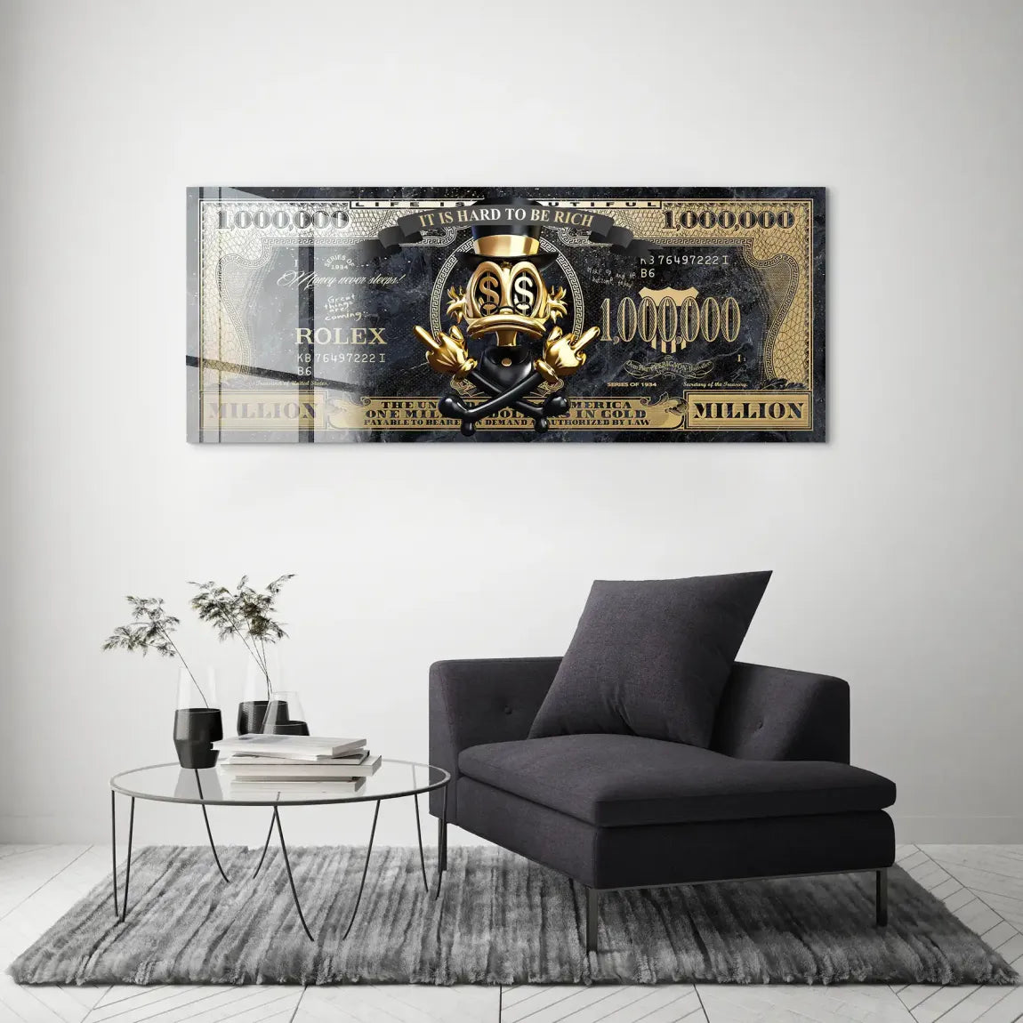 Dagobert Totenkopf Dollar Acrylglas Bild INGALERIE